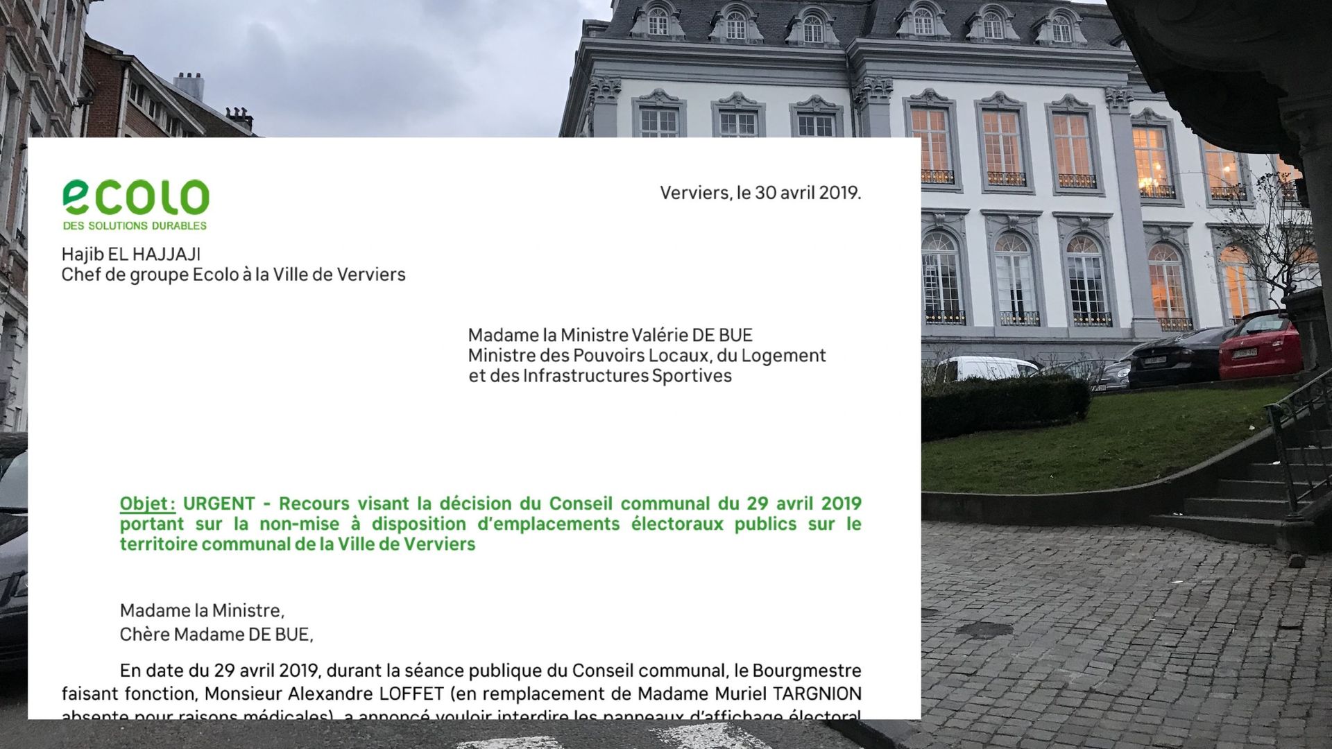 Pas d'affichage électoral à Verviers : recours d'Ecolo 