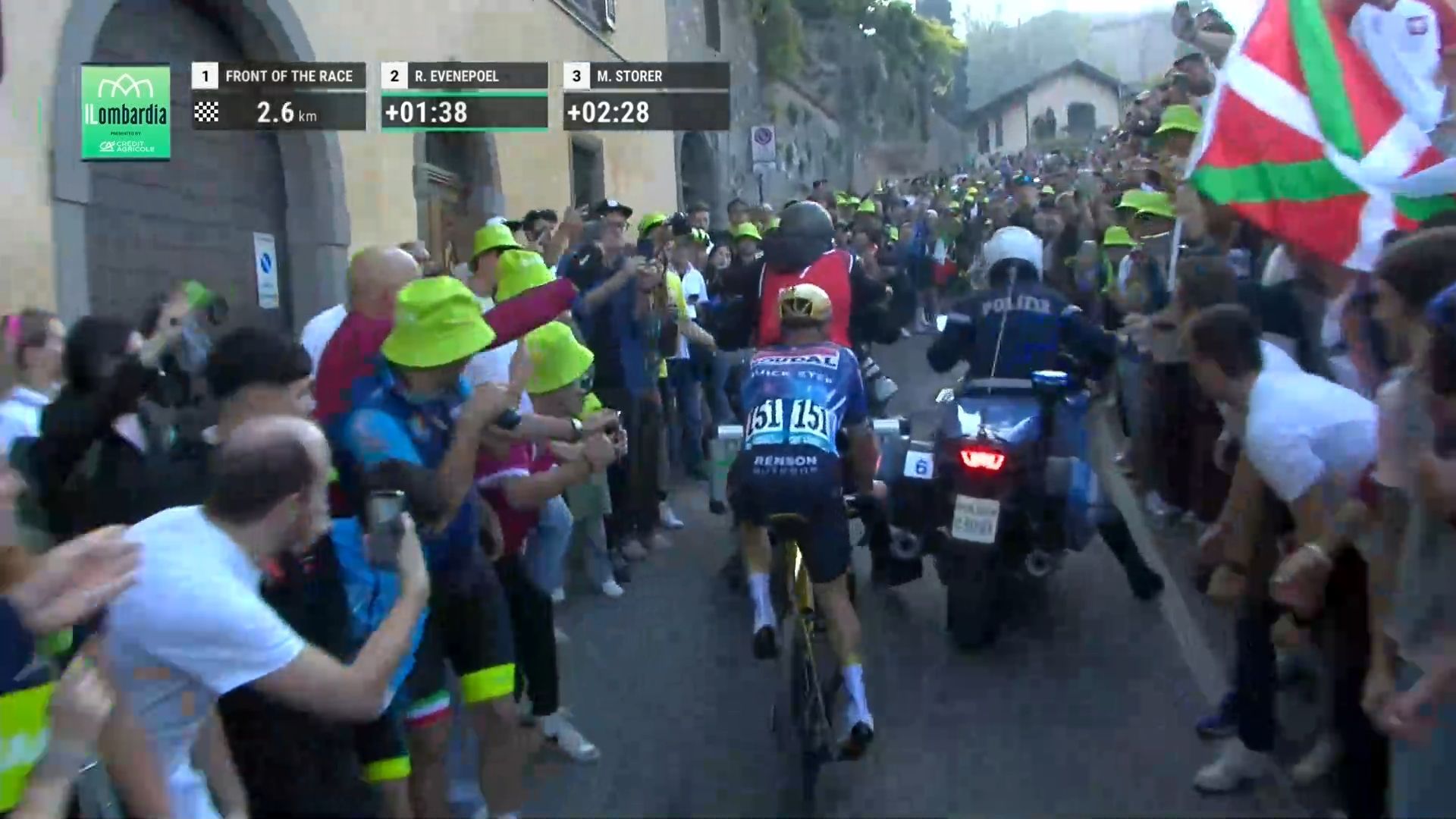 Tour de Lombardie : une moto à l’arrêt bloque Remco Evenepoel sur les hauteurs de Bergame