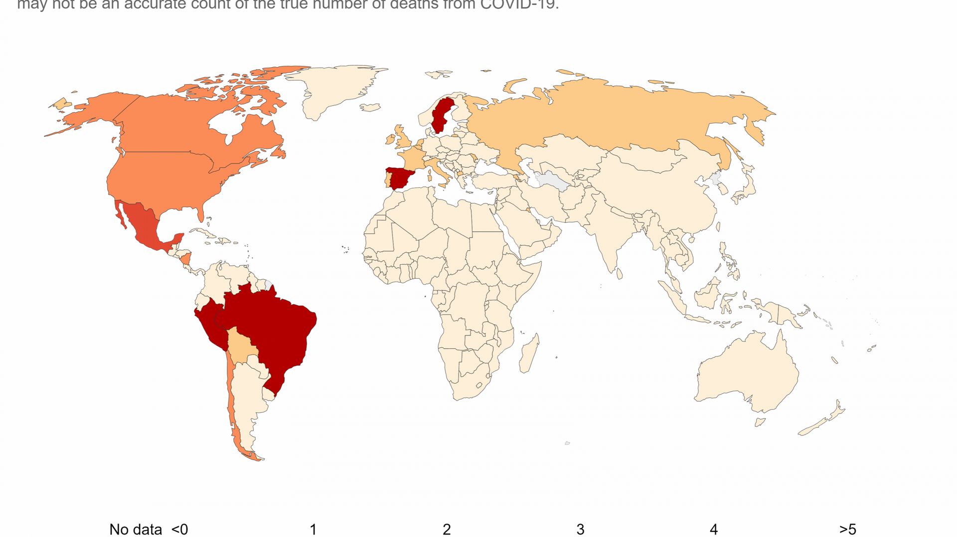 La carte met en évidence les régions où il y a actuellement le plus de nouveaux décès par habitant.