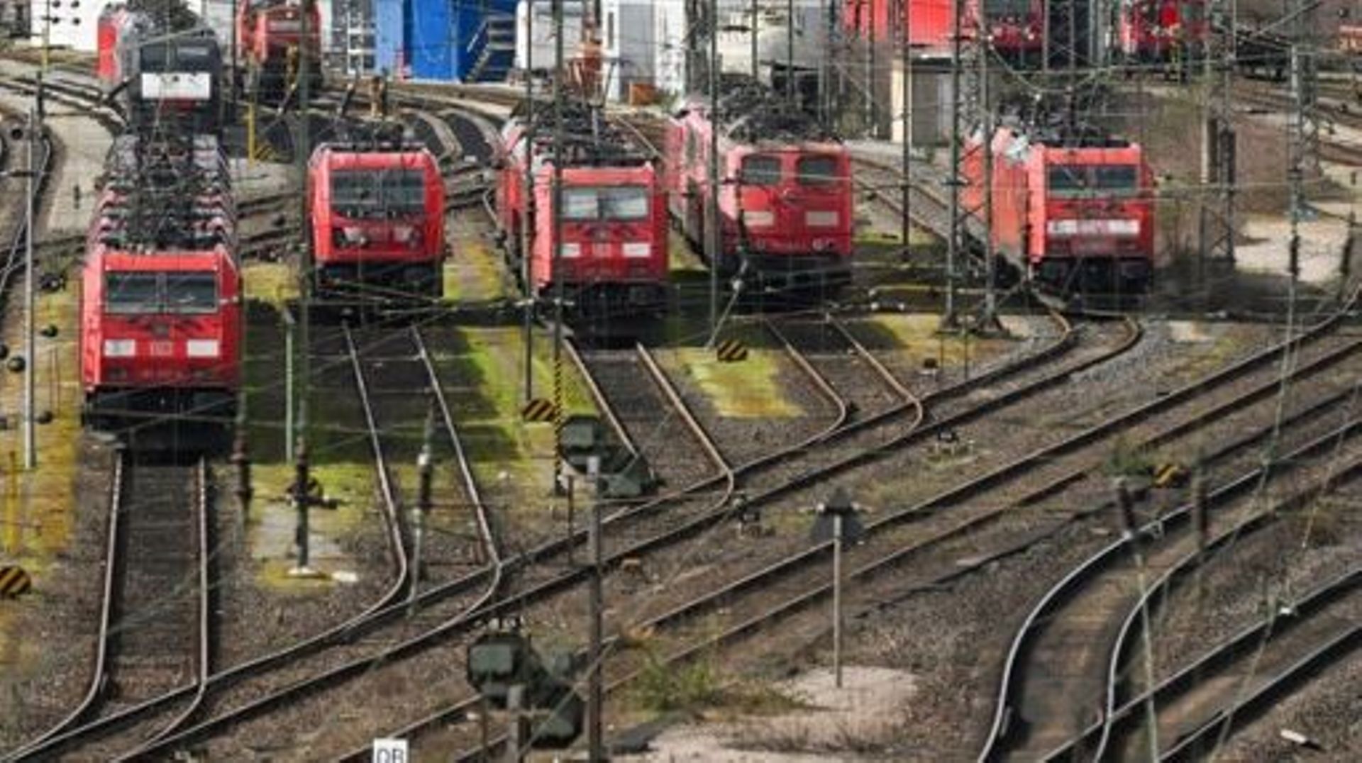 Locomotives are parked on train tracks of German railway operator Deutsche Bahn at the railway freight station in Hagen, western Germany, on March 24, 2023. Transport across much of Germany will be paralysed on Monday, March 27, 2023, as workers strike de