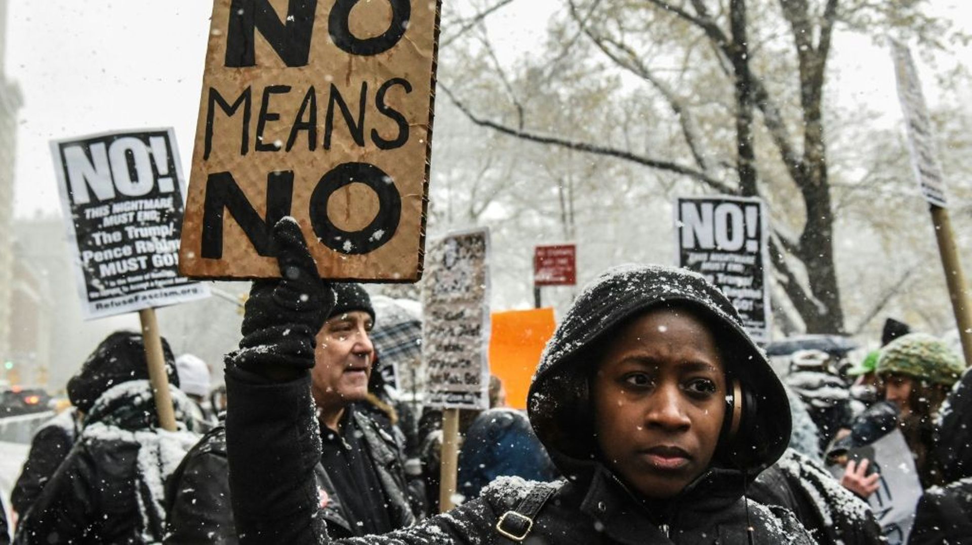 Manifestation contre le harcèlement sexuel à New York, le 9 décembre