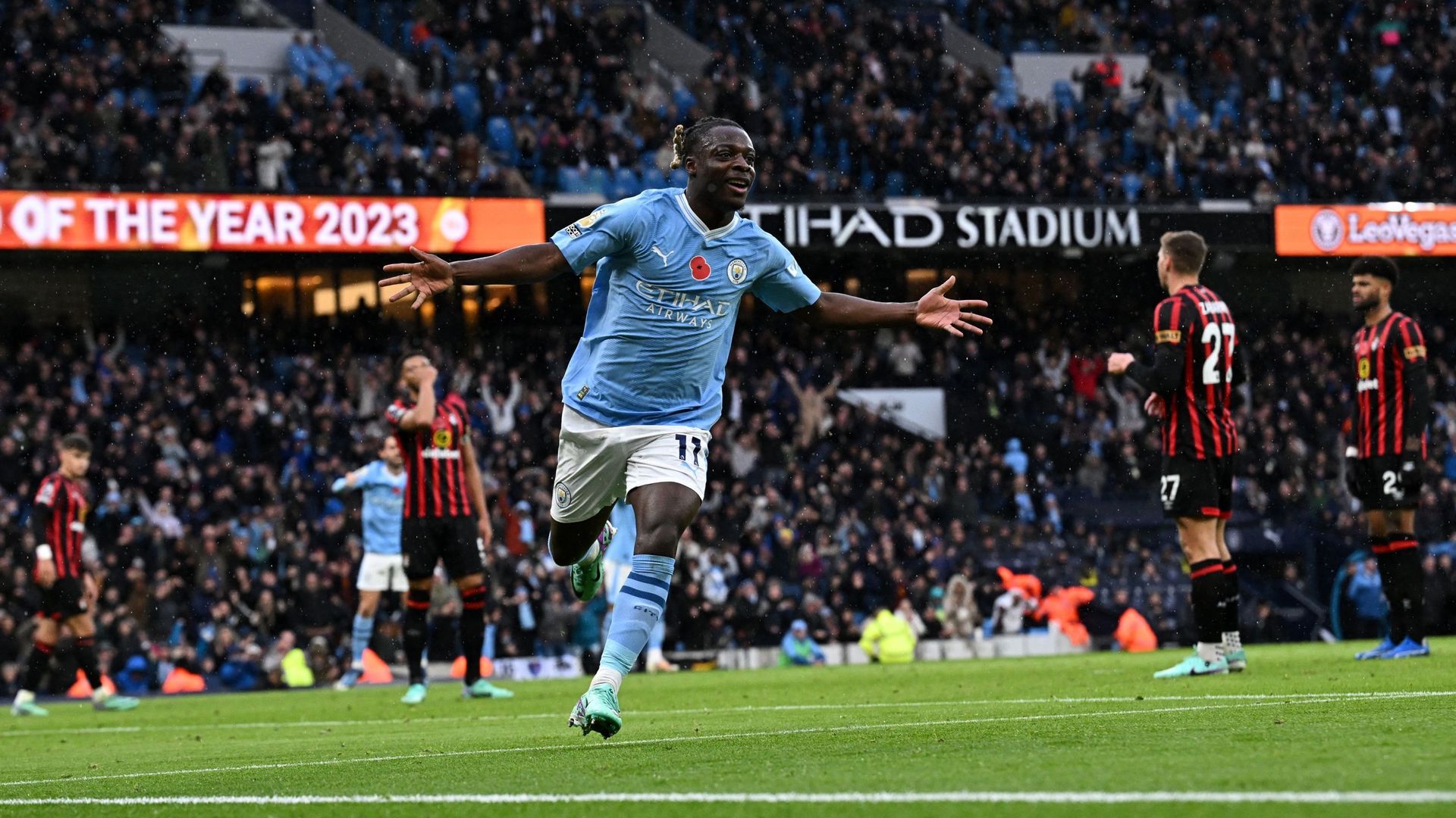 Jérémy Doku, City’s player of the month for November, is doubtful for Aston Villa match