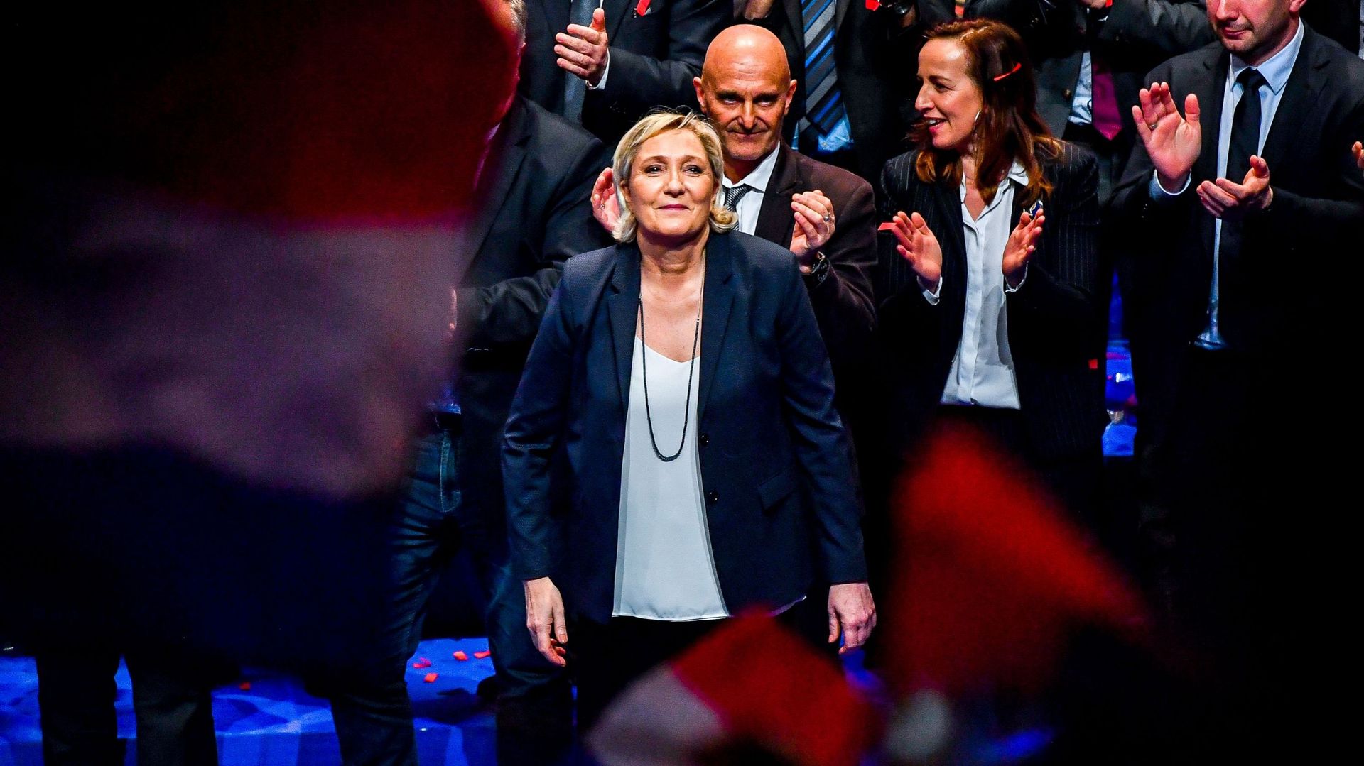 Marine Le Pen au congrès du parti le 11 mars.
