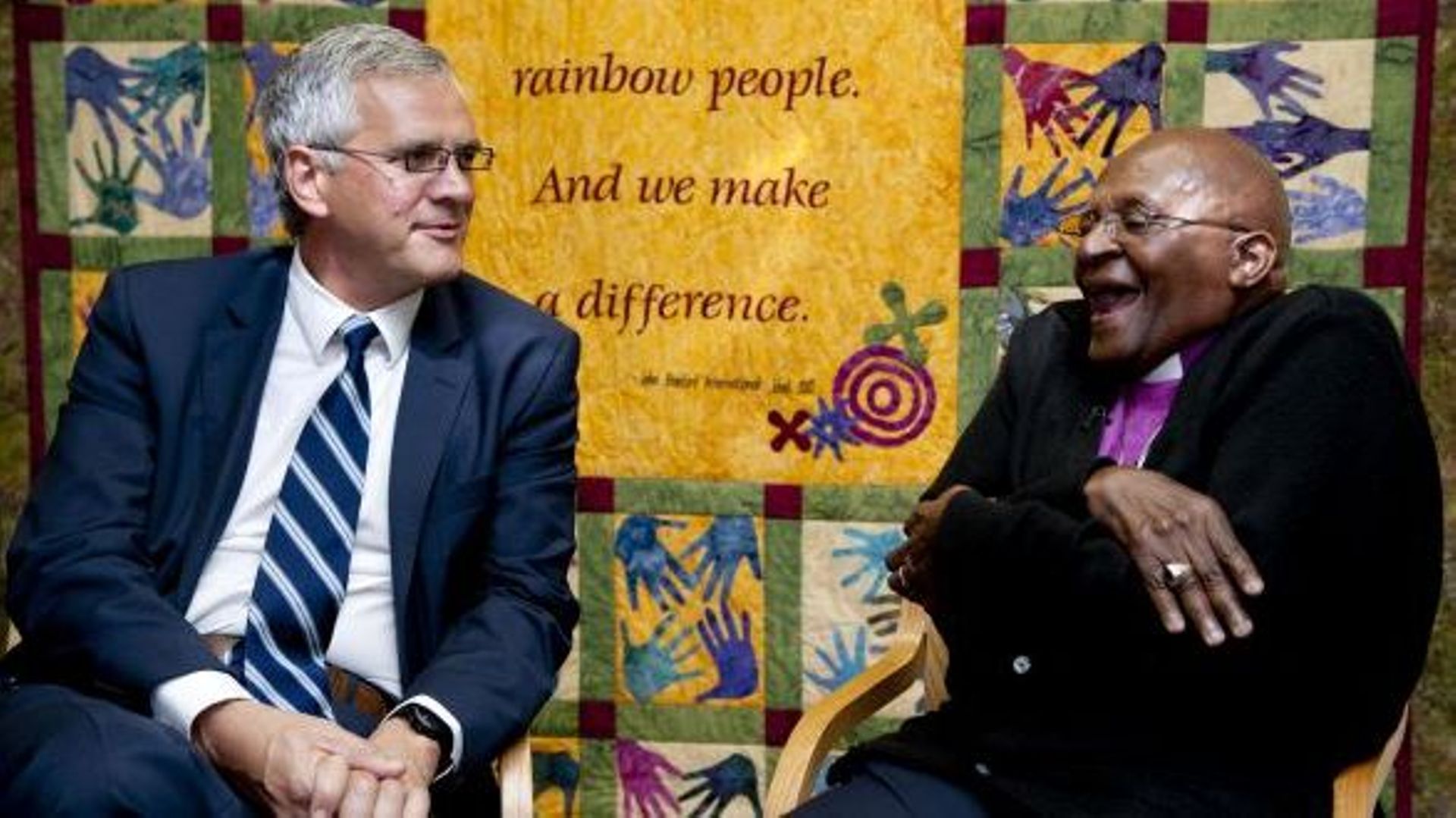 Rencontre entre Desmond Tutu et Kris Peeters à Maputo, capitale du Mozambique.