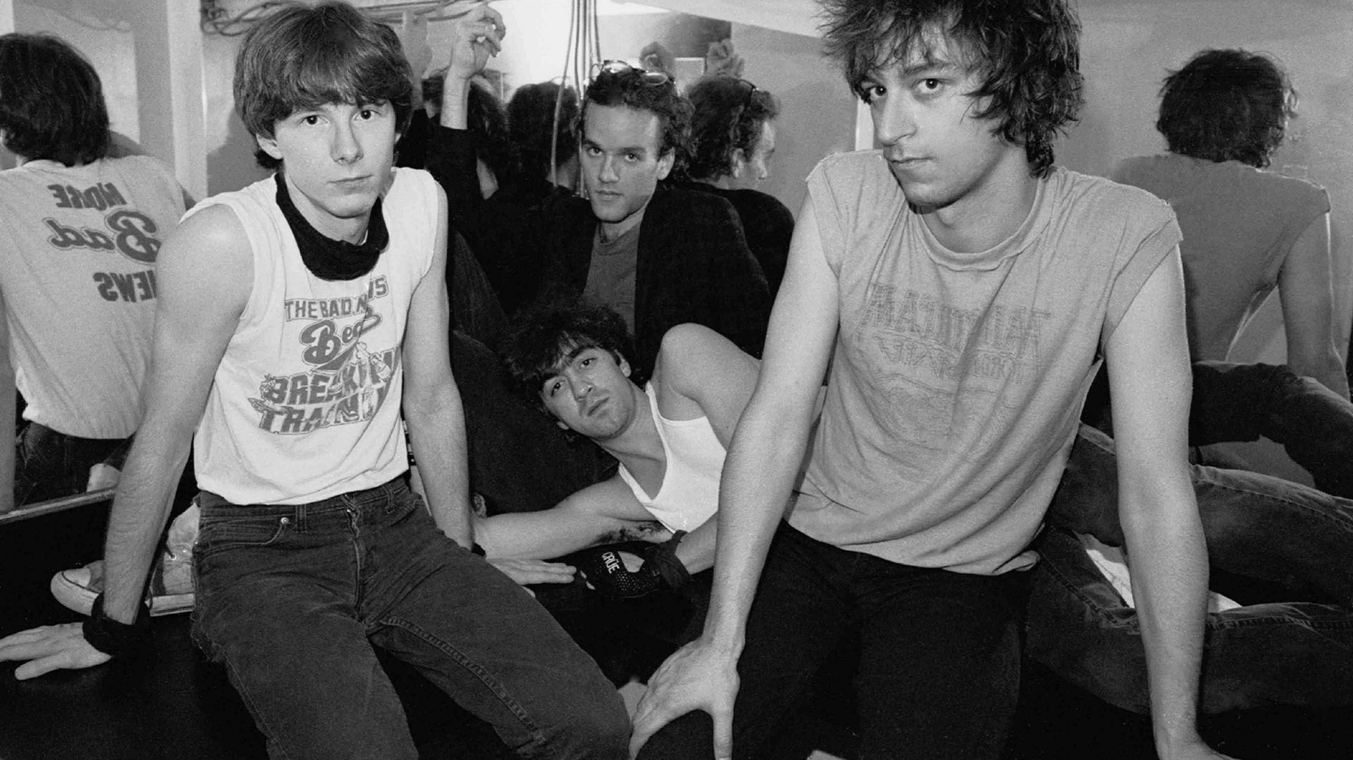 Photo of Michael STIPE and Mike MILLS and REM and Peter BUCK and Bill BERRY