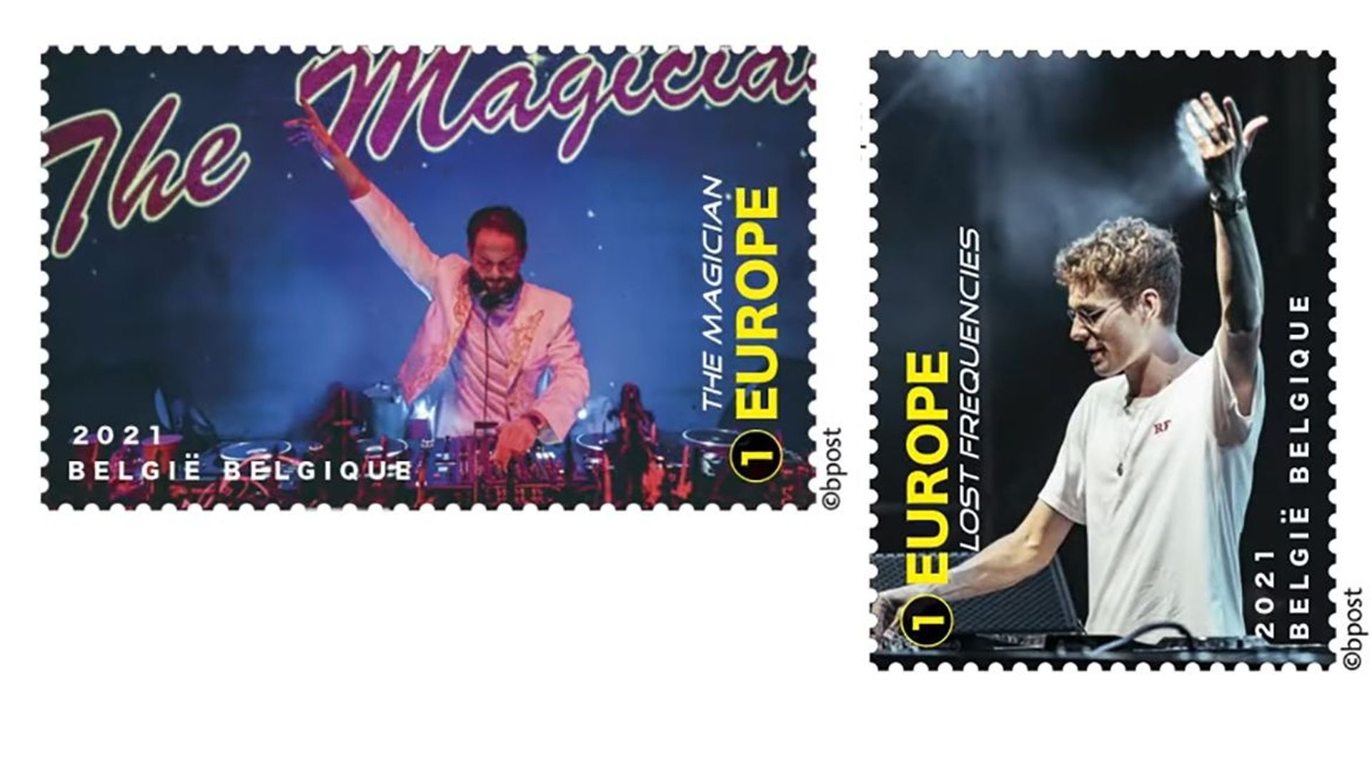 Les nouveaux timbres de bpost mettent à l’Honneur The Magician et Los Frequencies nos DJ de Tipik Party
