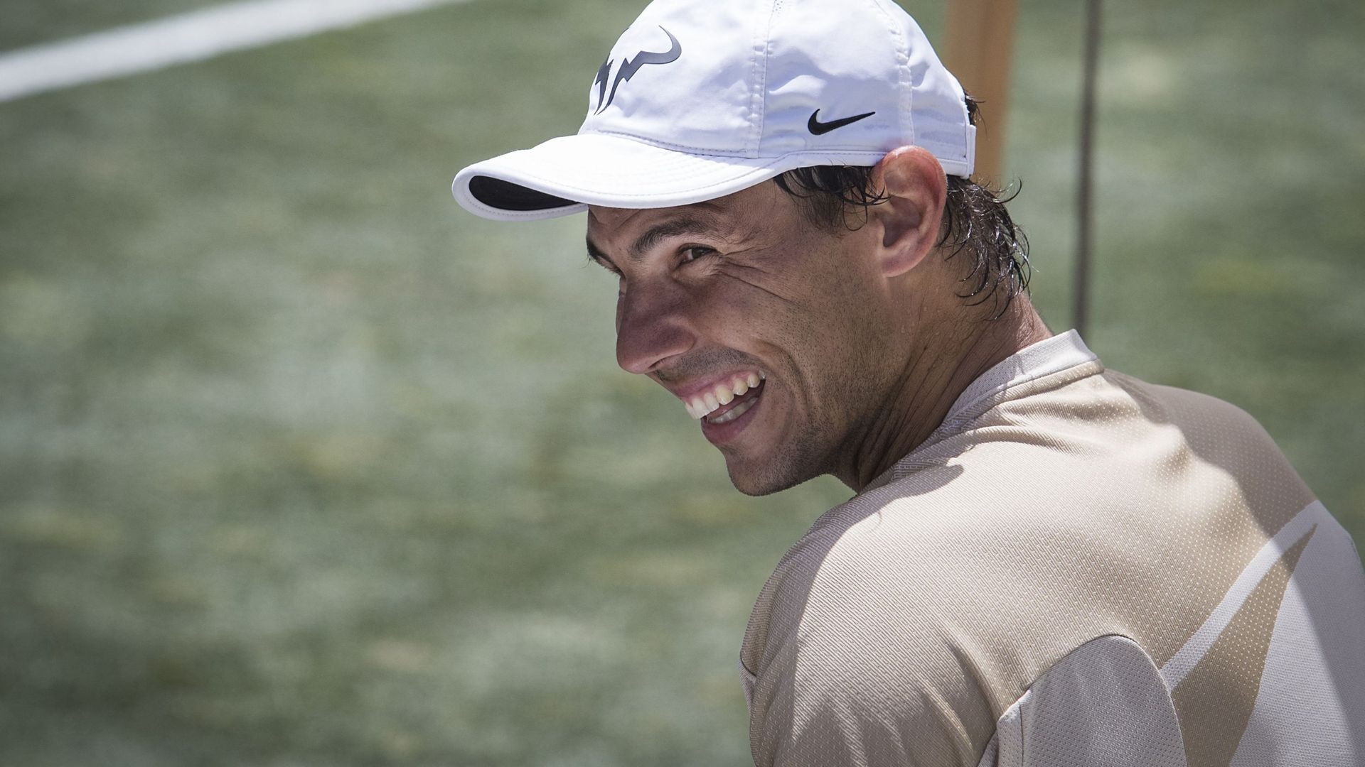 Rafael Nadal tout sourire à l'entraînement ce vendredi