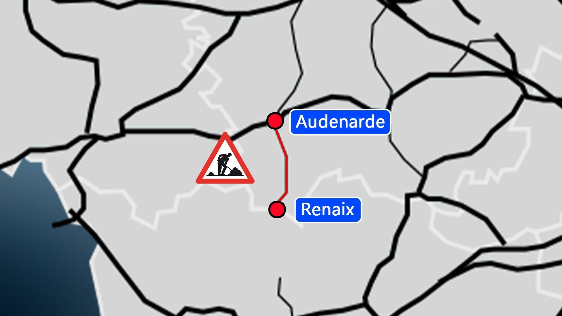 Chantier entre Audenarde et Renaix