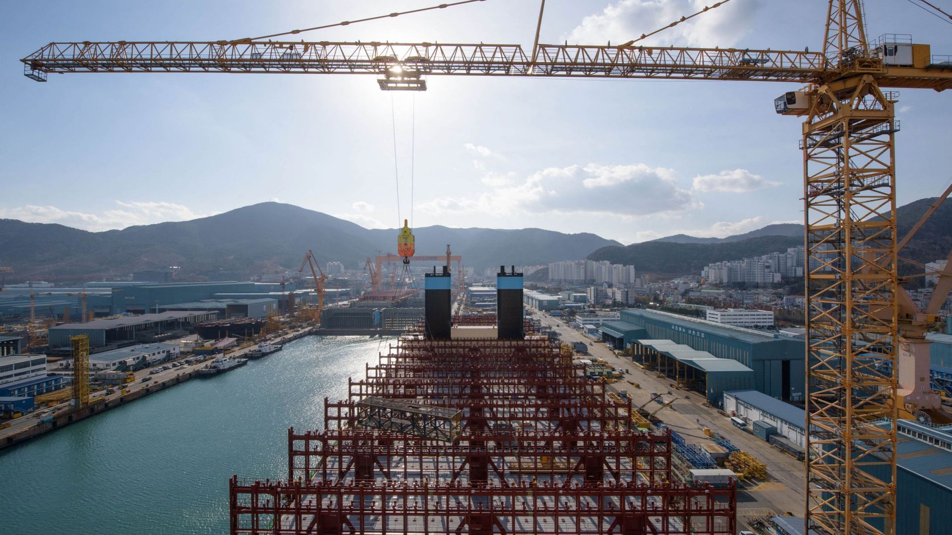 Un chantier naval de Daewoo Shipbuilding à Busan, en Corée du Sud