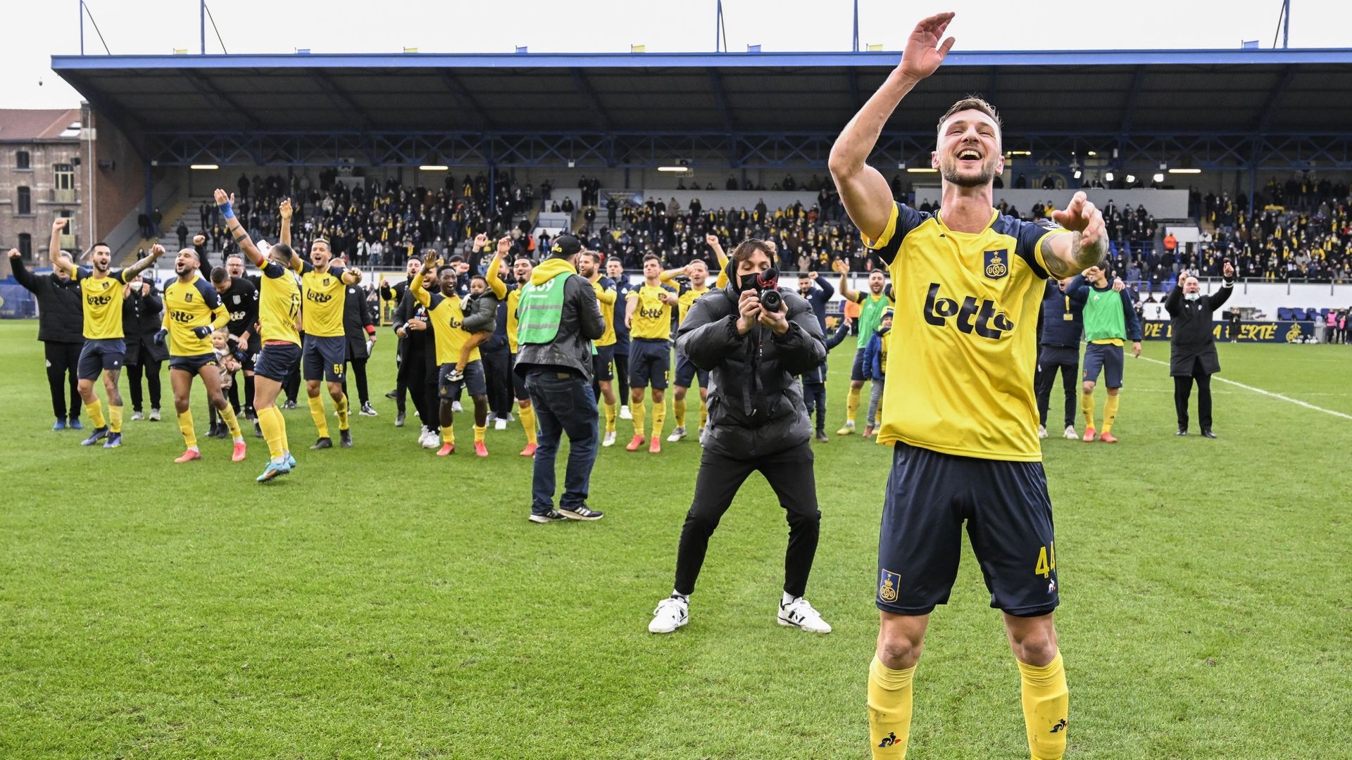 Les joueurs de l'Union Saint-Gilloise fêtent leur victoire contre Anderlecht (1-0) en janvier dernier.