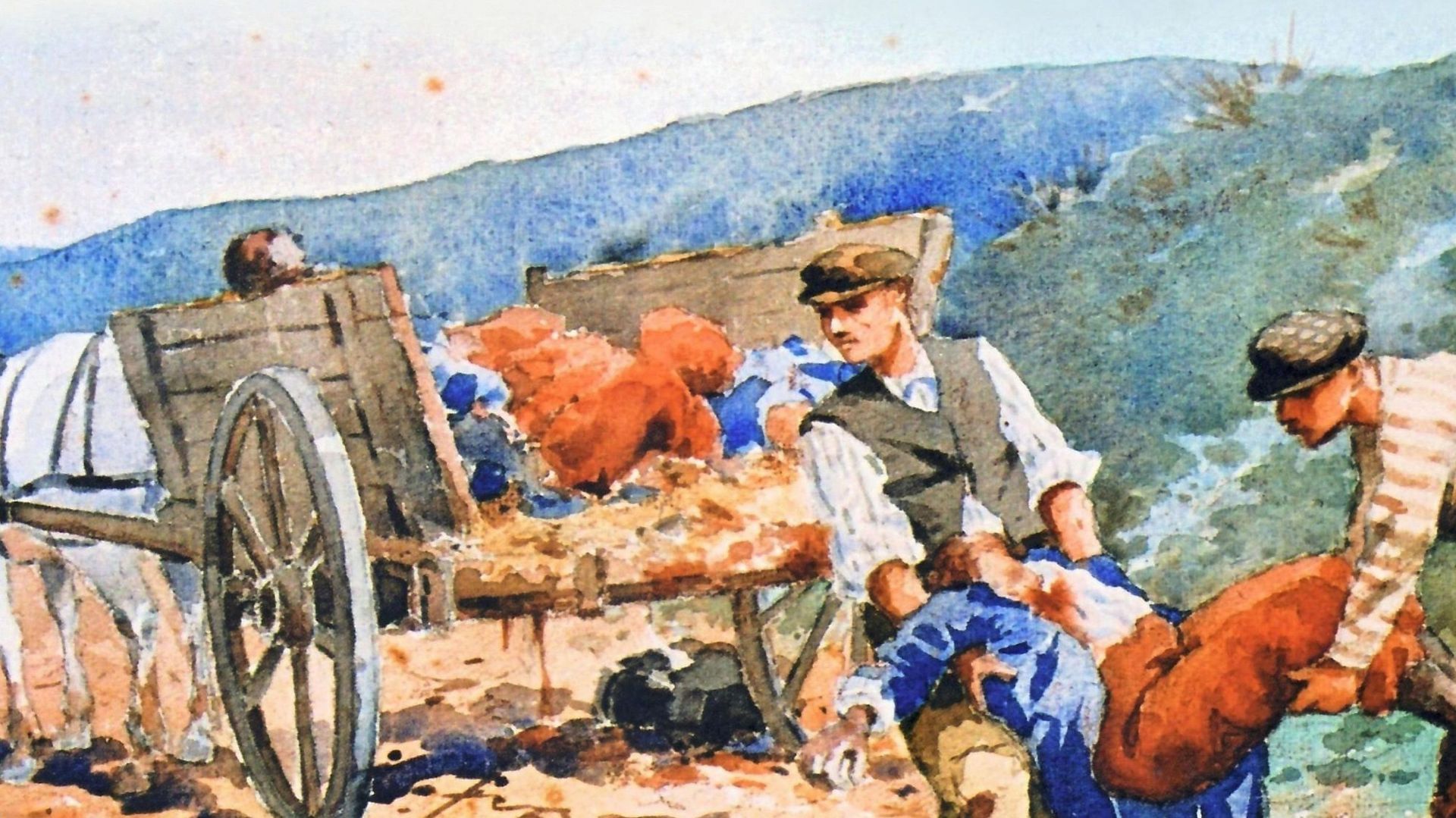Aquarelle de Nestor Outer – "Après la bataille, 22 août 1914".