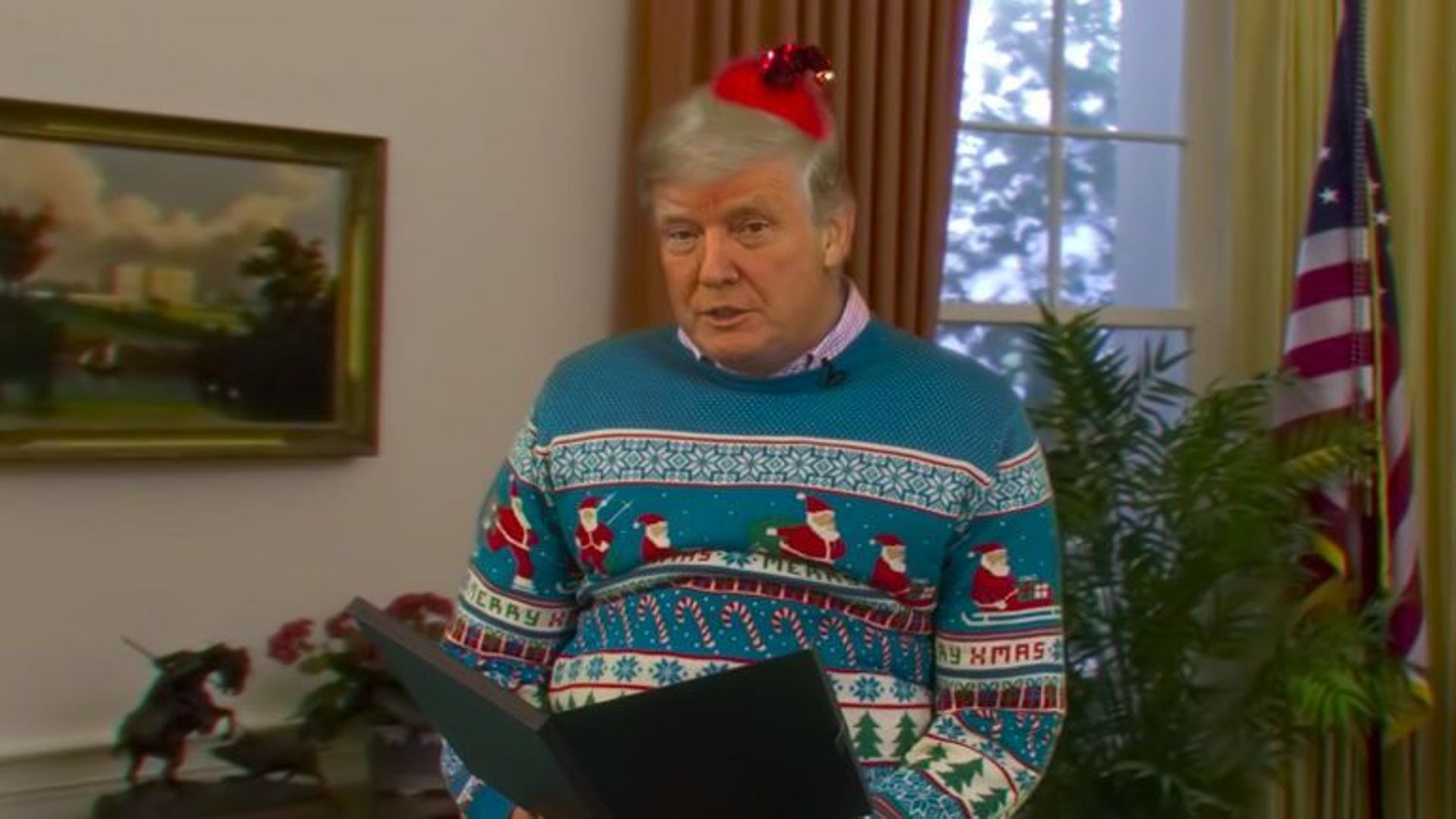 Donal Trump affublé d’un magnifique pull de Noël, on y croit ou pas ?