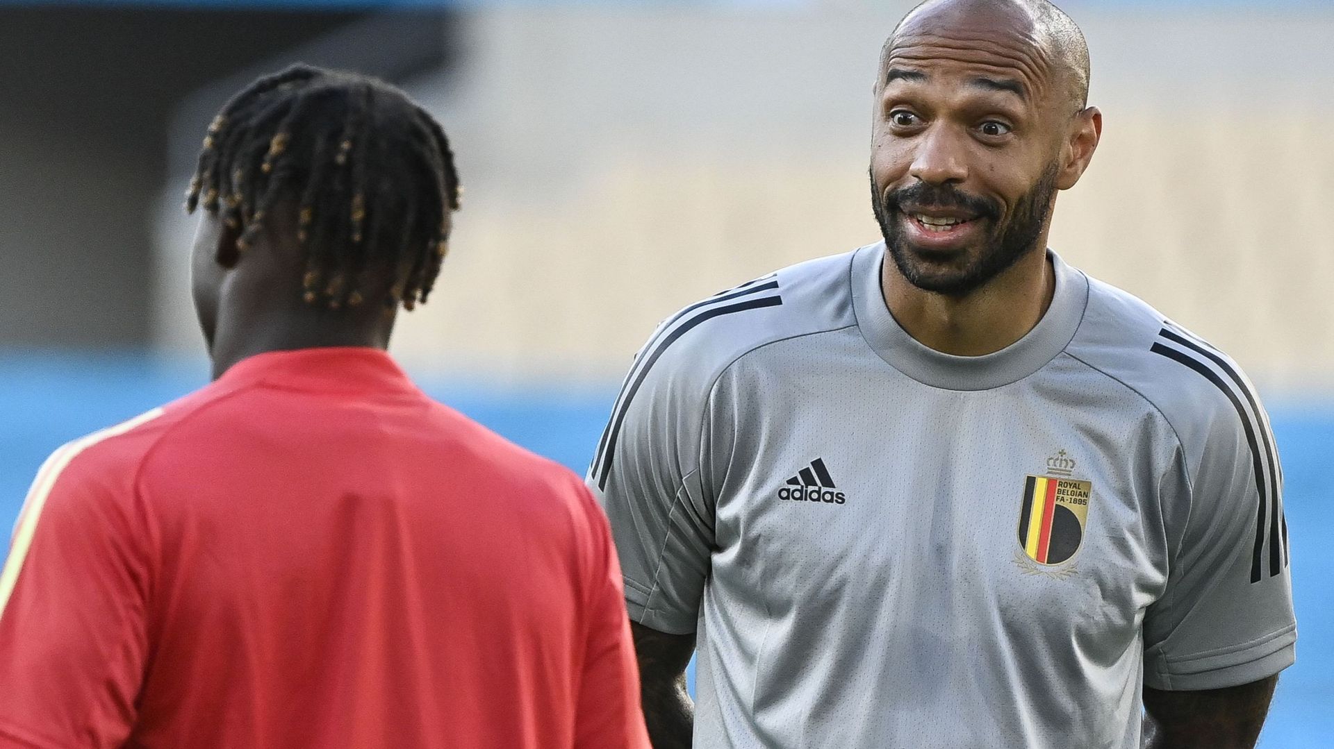 assistant coach Thierry Henry pictured during a training session of the Belgian national soccer team Red Devils