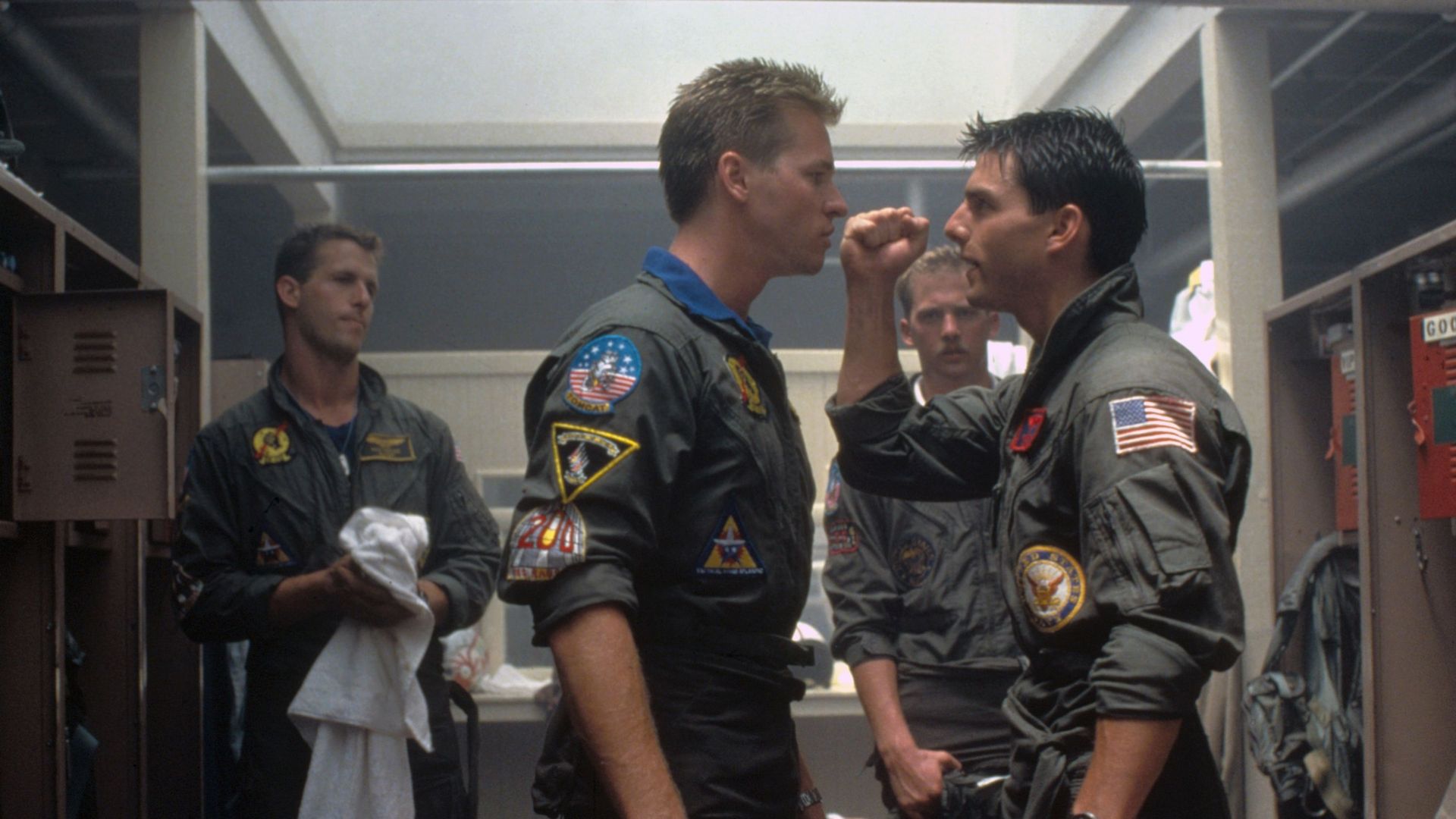 Tom Cruise et Val Kilmer dans une des scènes de Top Gun