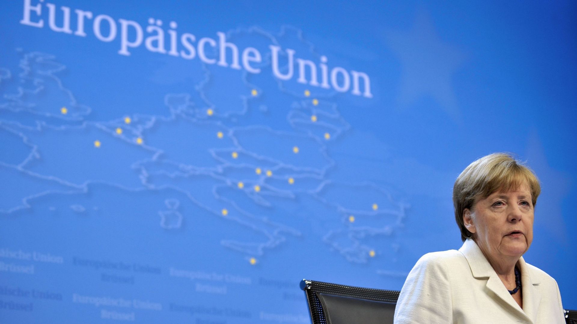 Angela Merkel, à Bruxelles, lundi 13 juillet.