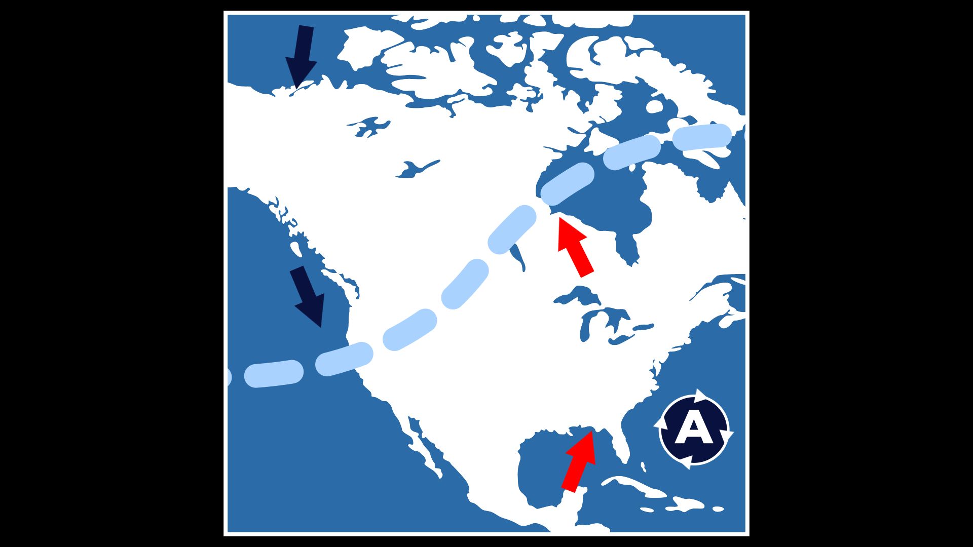 De l’air polaire plongeant sur l’ouest du Canada entraîne un flux de sud sur l’ouest du pays.
