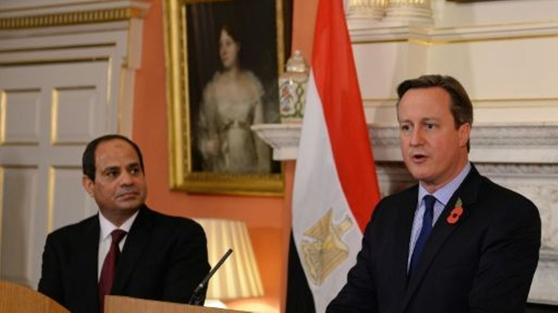 Le président égyptien Abdel Fattah al-Sissi et le Premier ministre britannique David Cameron lors d'une conférence de presse commune le 5 novembre 2015 à Londres