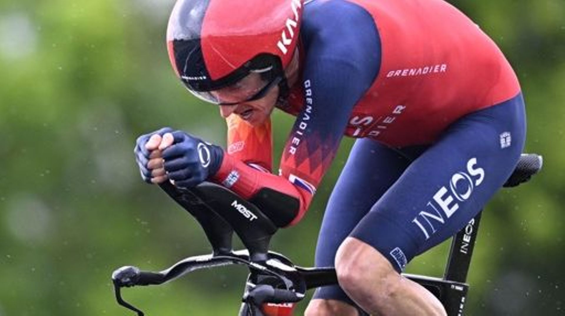 British Geraint Thomas of Ineos Grenadiers pictured in action during stage nine of the 2023 Giro D’Italia cycling race, an individual time trial from Savignano sul Rubicone to Cesena (35km), in Italy, Sunday 14 May 2023. The 2023 Giro takes place from 06