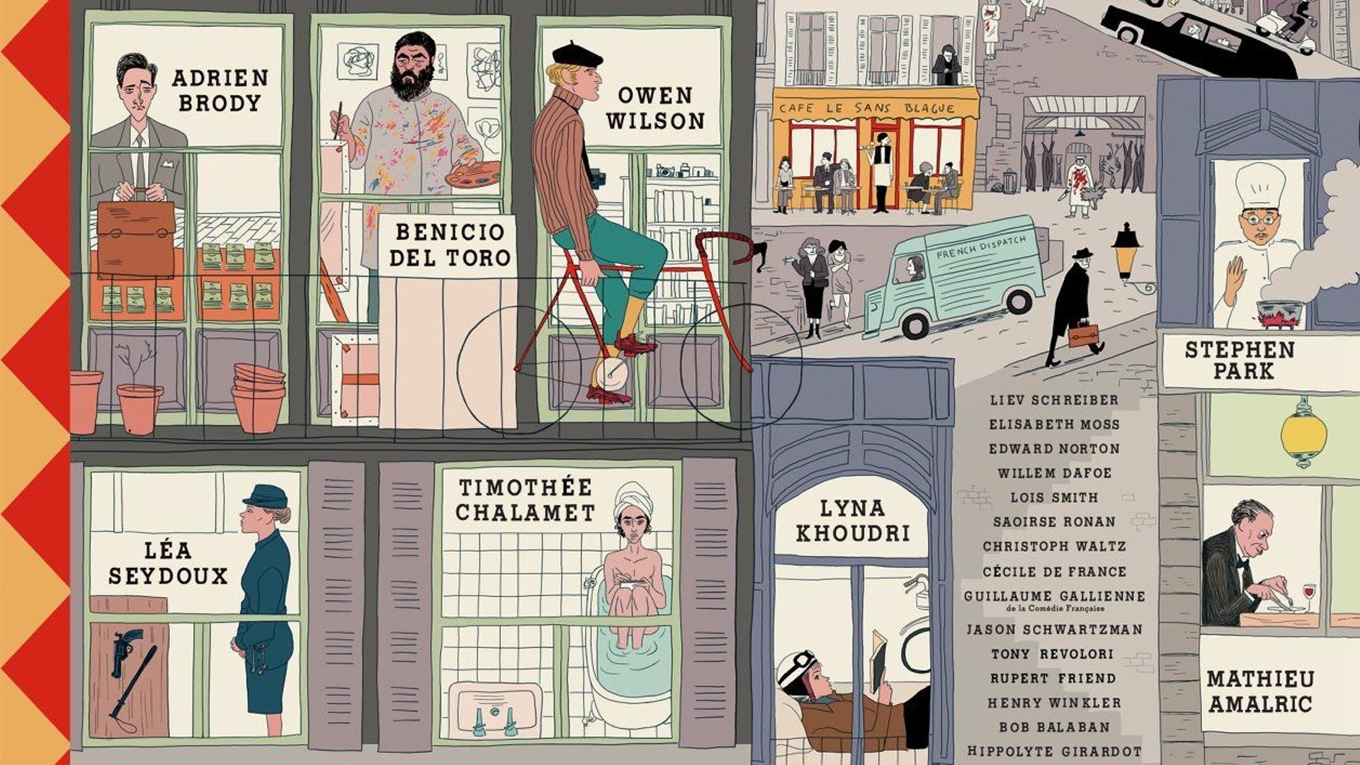 "The French Dispatch" de Wes Anderson sortira le 26 août en France. Aucune date de sortie n'a encore été précisée pour la Belgique.