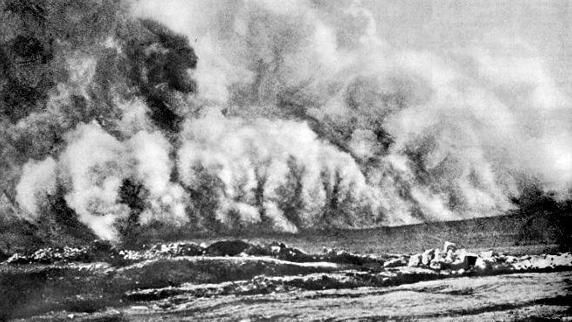 Attaque au gaz en 1916, dans la région d'Ypres.
