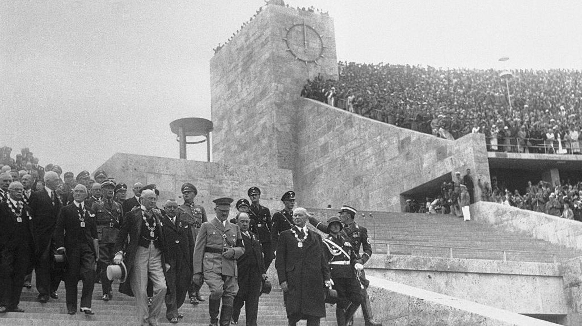Hitler Leading Olympic Officials into Stadium