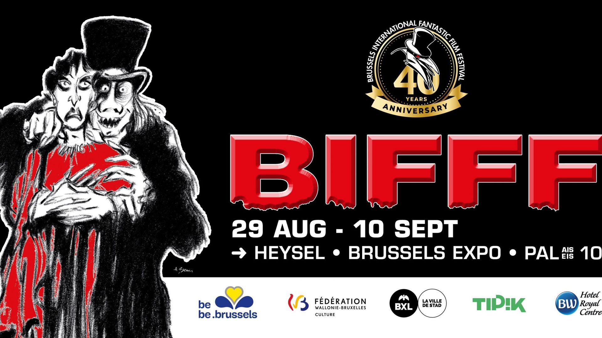L’affiche de l’édition 2022 du BIFFF qui se déroulera du 29 août ou 10 septembre à Bruxelles.