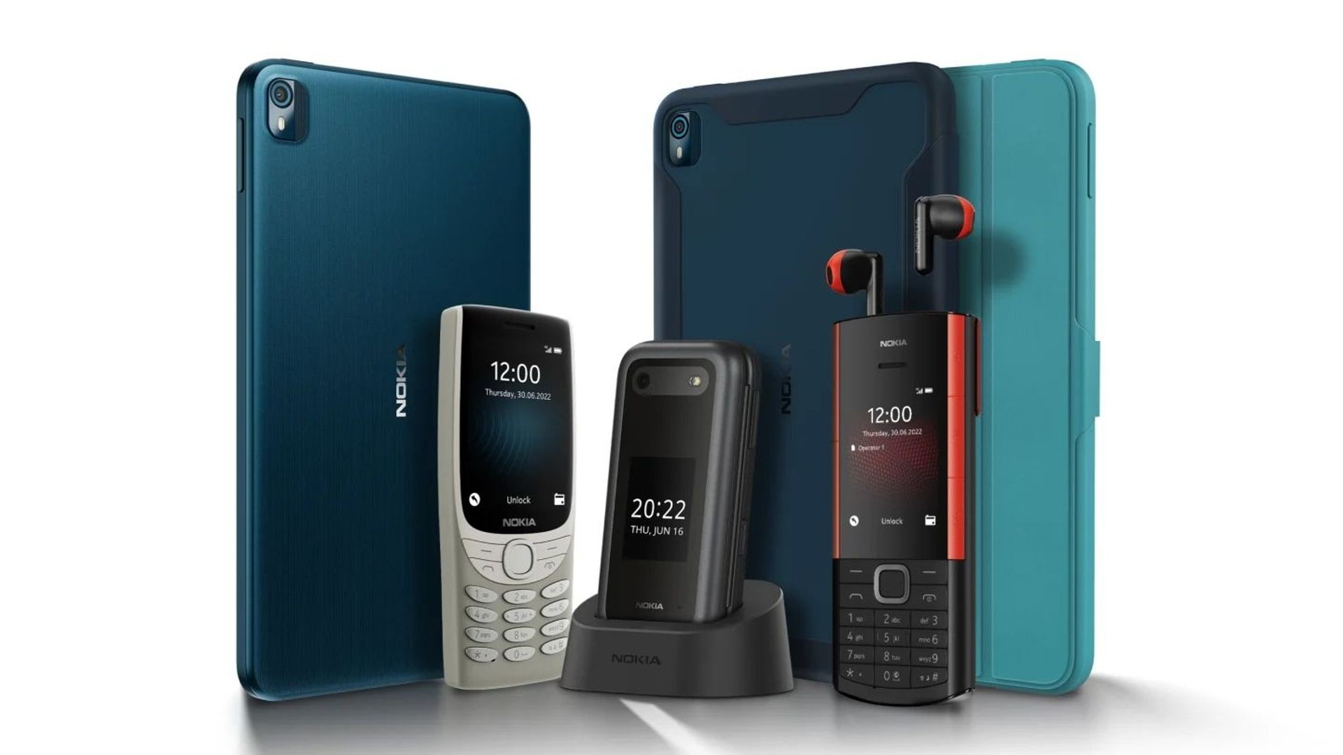 Nokia présente trois nouveaux téléphones : le 8210 4G, le 2660 Flip et le 5710 XA.