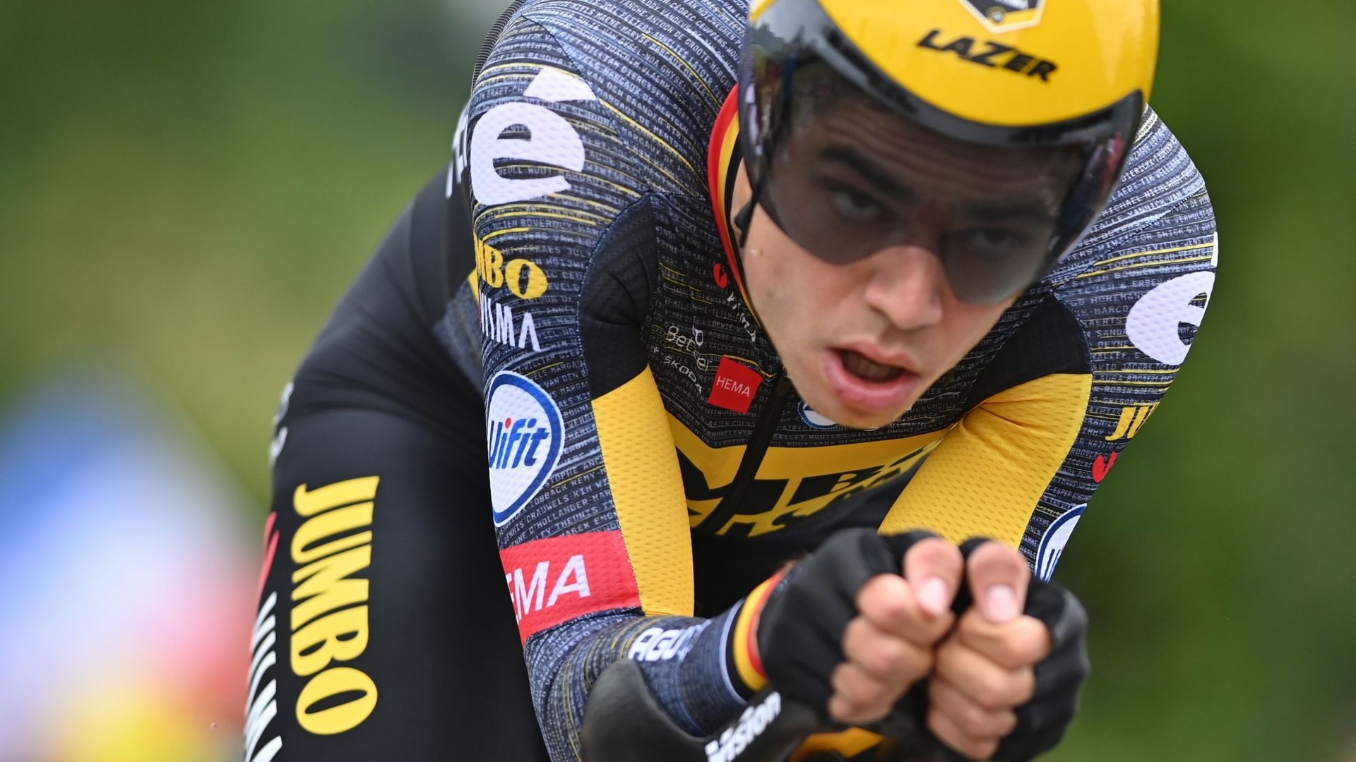 Wout van Aert en action sur le contre-la-montre du Tour de France 2021