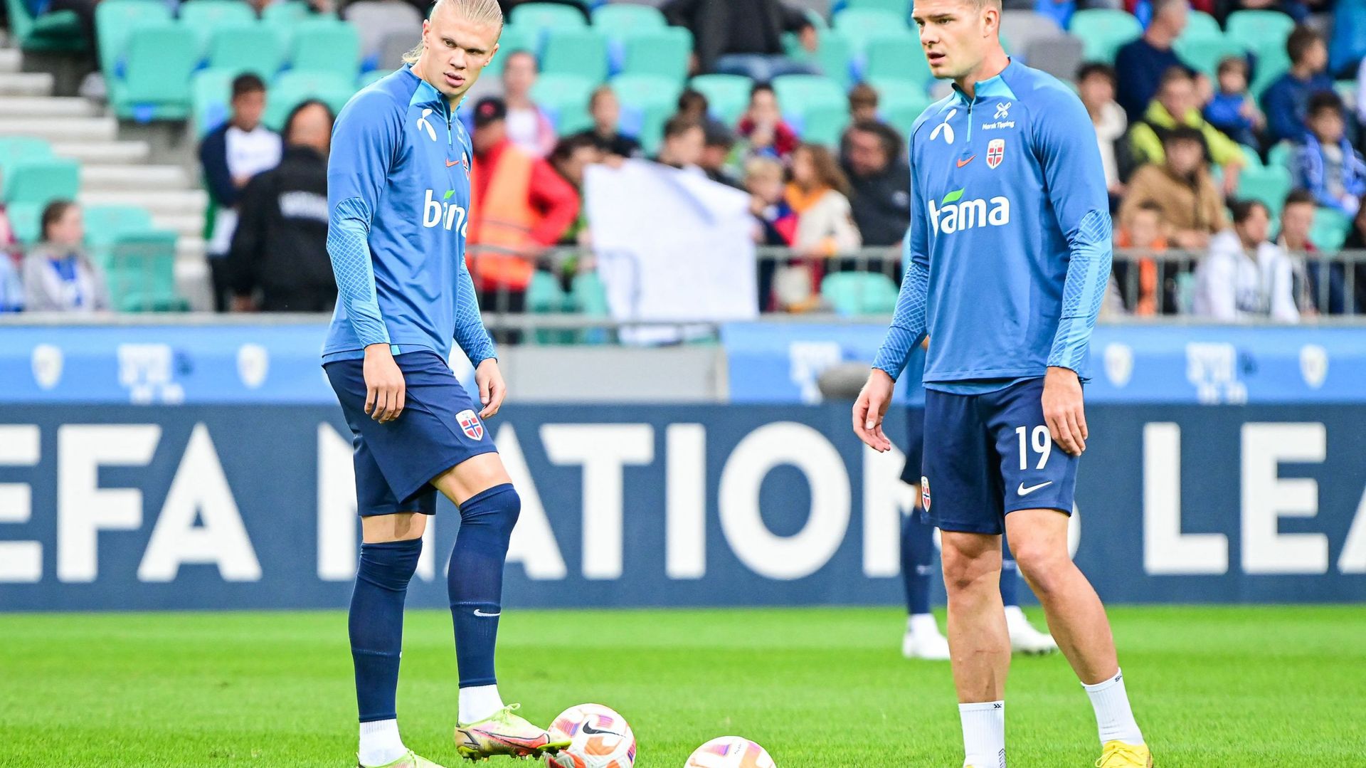 Haaland et Sorloth avec la sélection norvégienne.