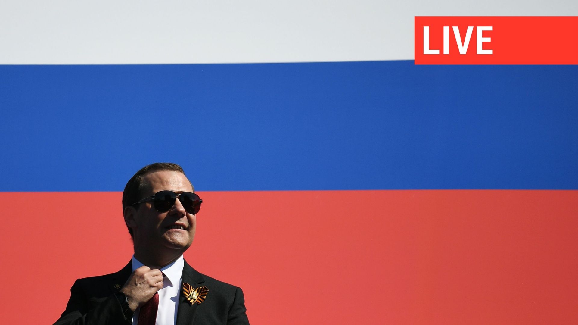 Le vice-président du Conseil de sécurité, Dmitri Medvedev, lors du défilé militaire du jour de la victoire sur la place Rouge en 2020, lors du 75e anniversaire de la fin de la Grande Guerre patriotique lorsque les nazis ont capitulé devant l’Union soviéti