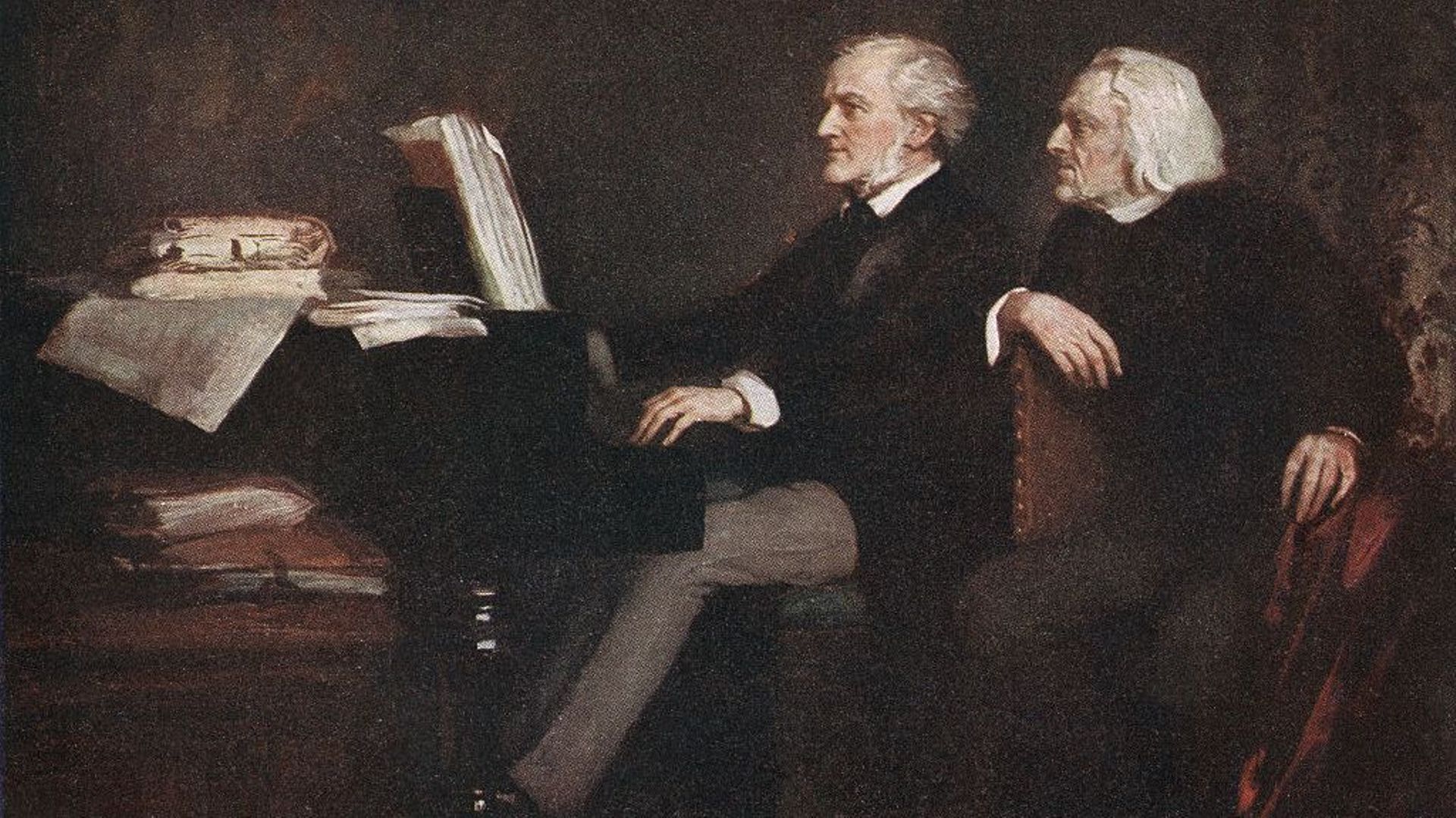 Franz Liszt (droite) et Richard Wagner (gauche). Peinture d'Hermann Torggler