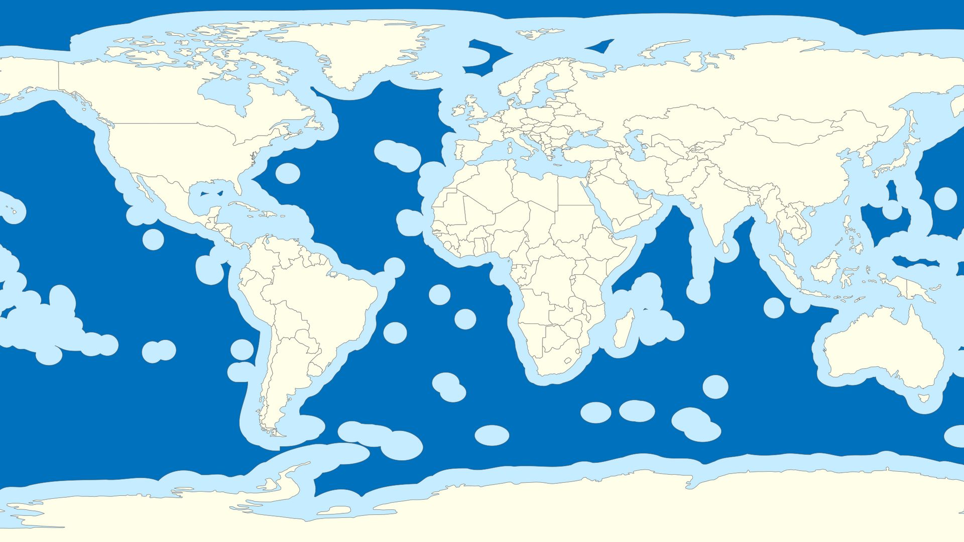 Zones de haute mer (bleu foncé)