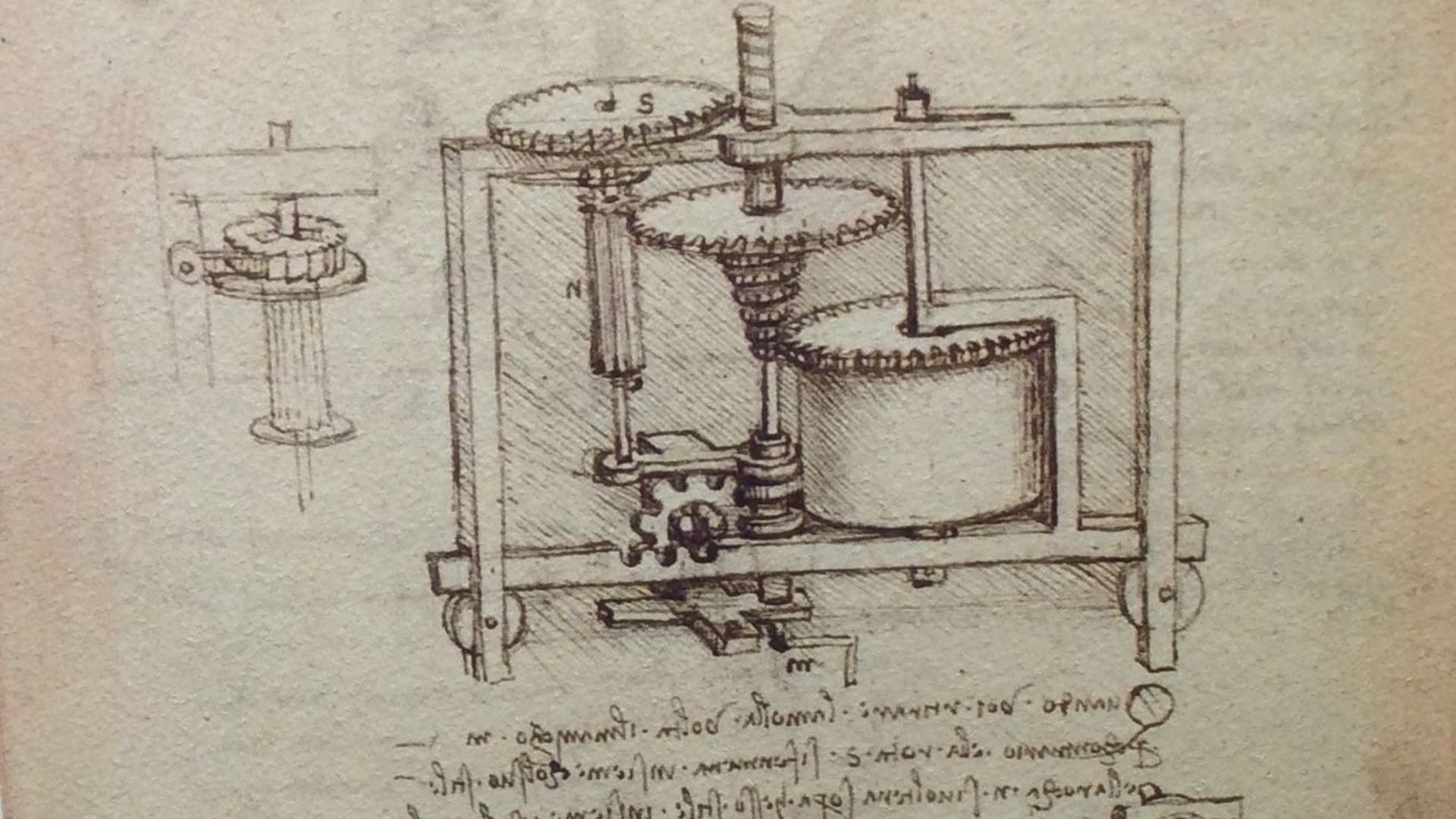 Une boîte de vitesse dessinée par Léonard de Vinci