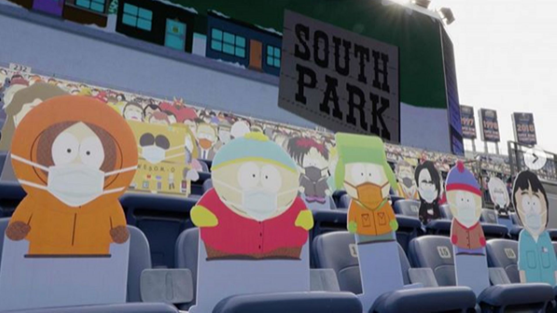 Covid19 des personnages de South Park remplissent un stade de