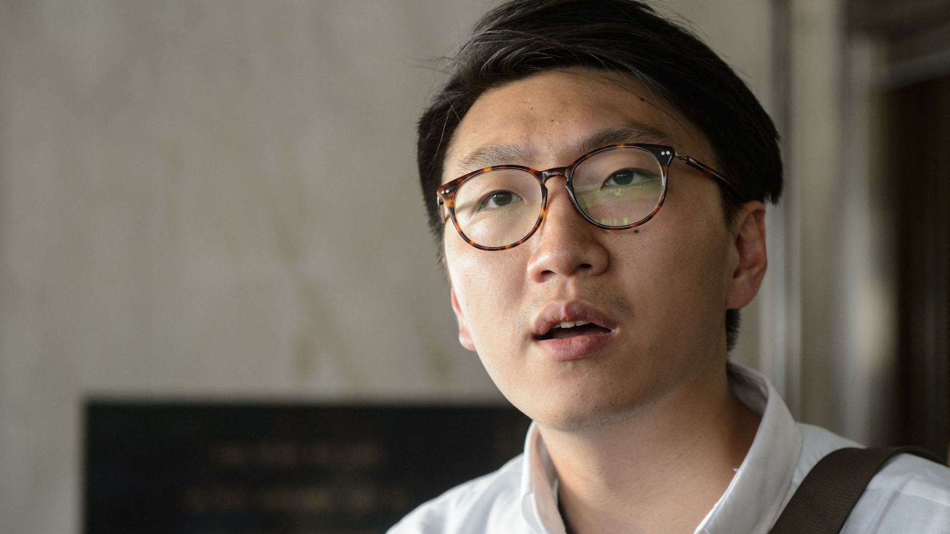 Edward Leung est sorti de prison après quatre ans de détention. Ici, en juillet 2016.