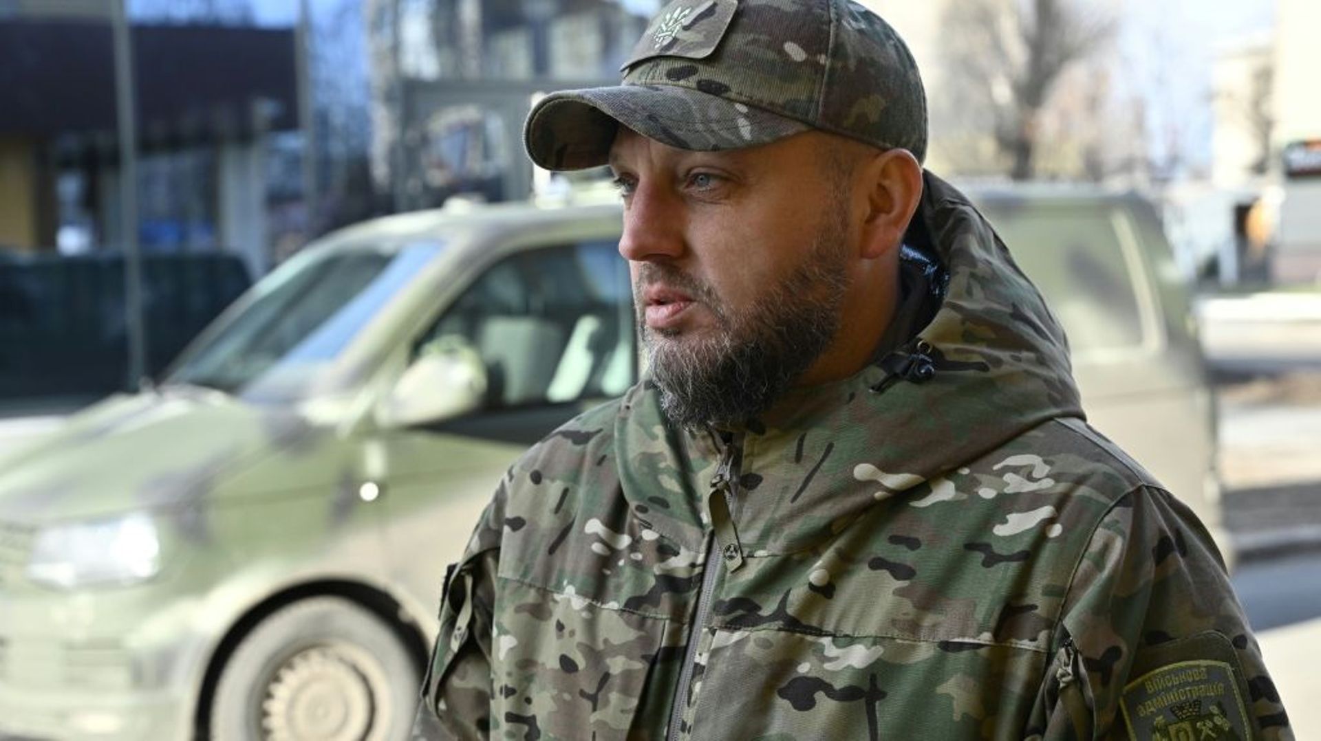 Vitali Barabash, le chef de l'administration militaire de la ville ukrainienne de Avdiïvka, le 15 décembre 2022 à Pokrovsk, dans la région de Donetsk