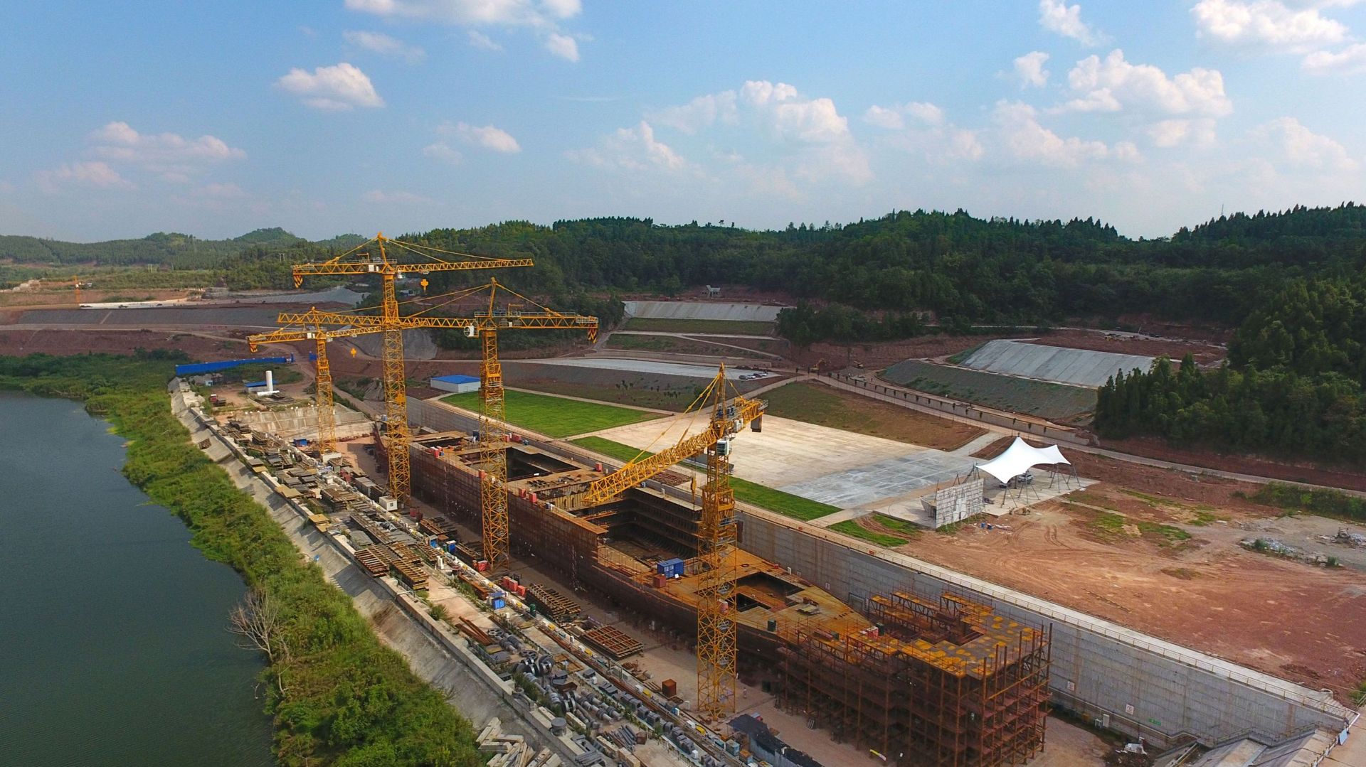 Suining, Chine, le chantier de « Titanicland » en septembre 2017.