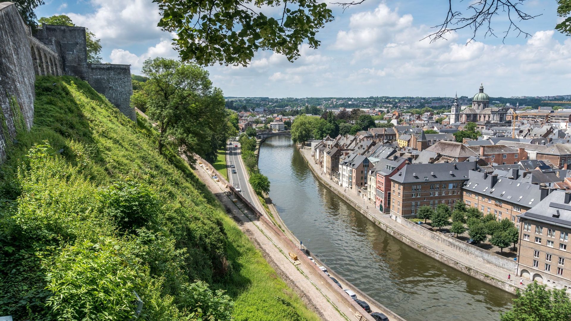 Namur city alongside the Meuse River