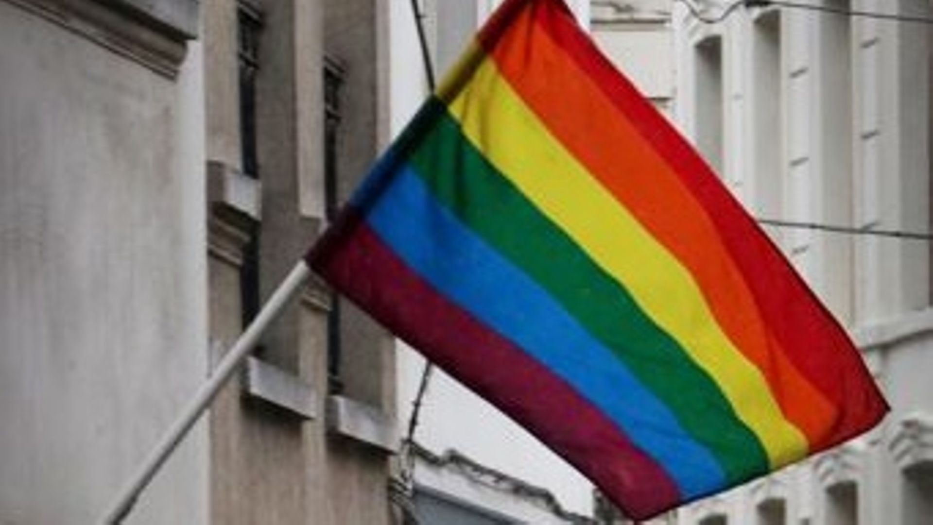 Illustration picture a rained out rainbow pride flag at the Brussels city center, on Monday 13 June 2016 in Brussels. Yesterday a man opened fire in Orlando gay club Pulse during a Latin themed night killing 50 people and injuring 53 others in Florida, US