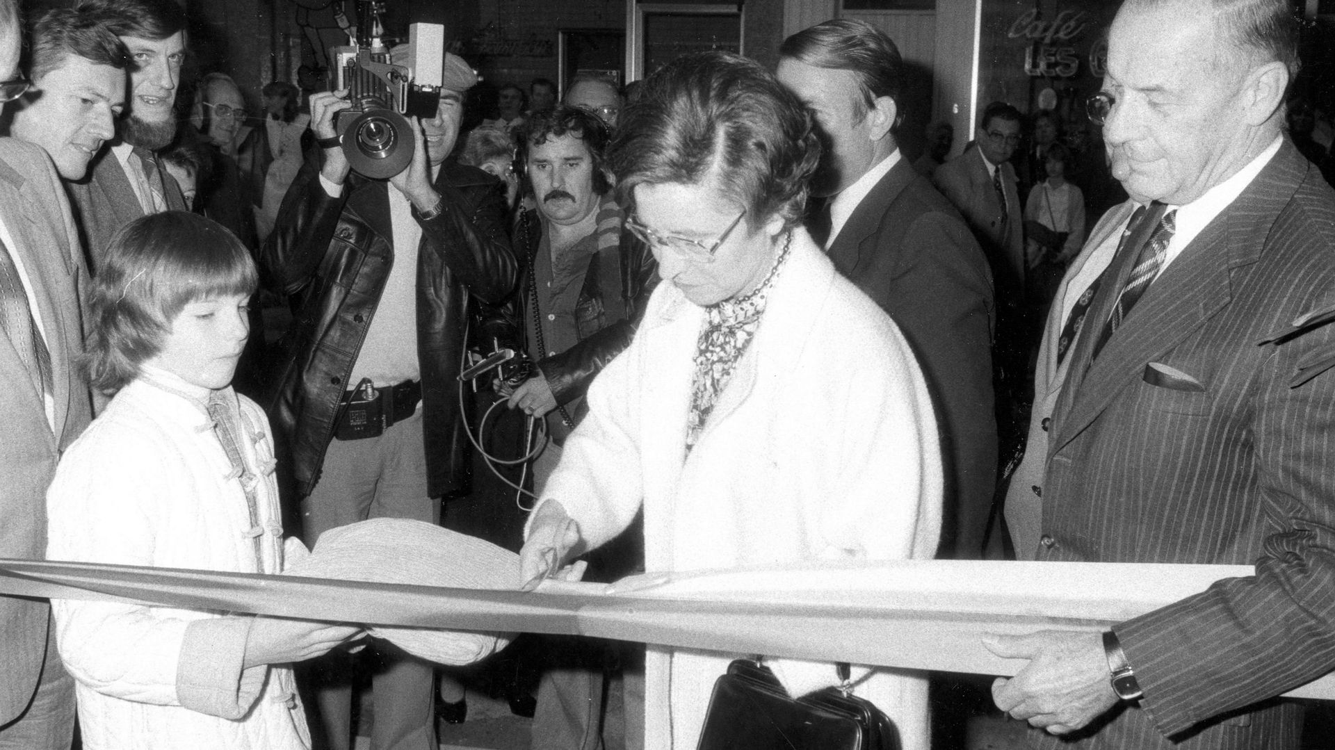 La secrétaire d'Etat de la Communauté flamande Rika Steyaert durant l’inauguration de l'AB en 1979.