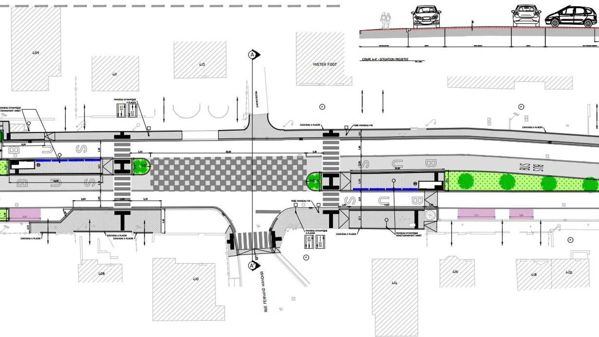 Plan de détail du futur plateau rue Fernand Hanchir