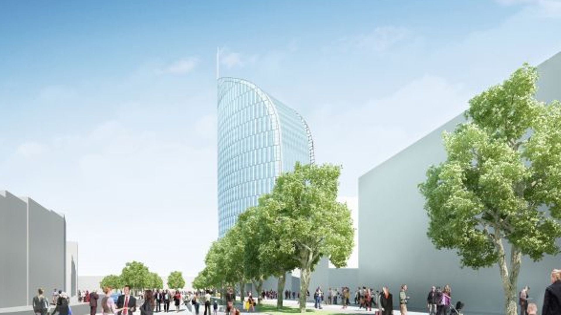 La future Tour sera située devant la gare Calatrava.