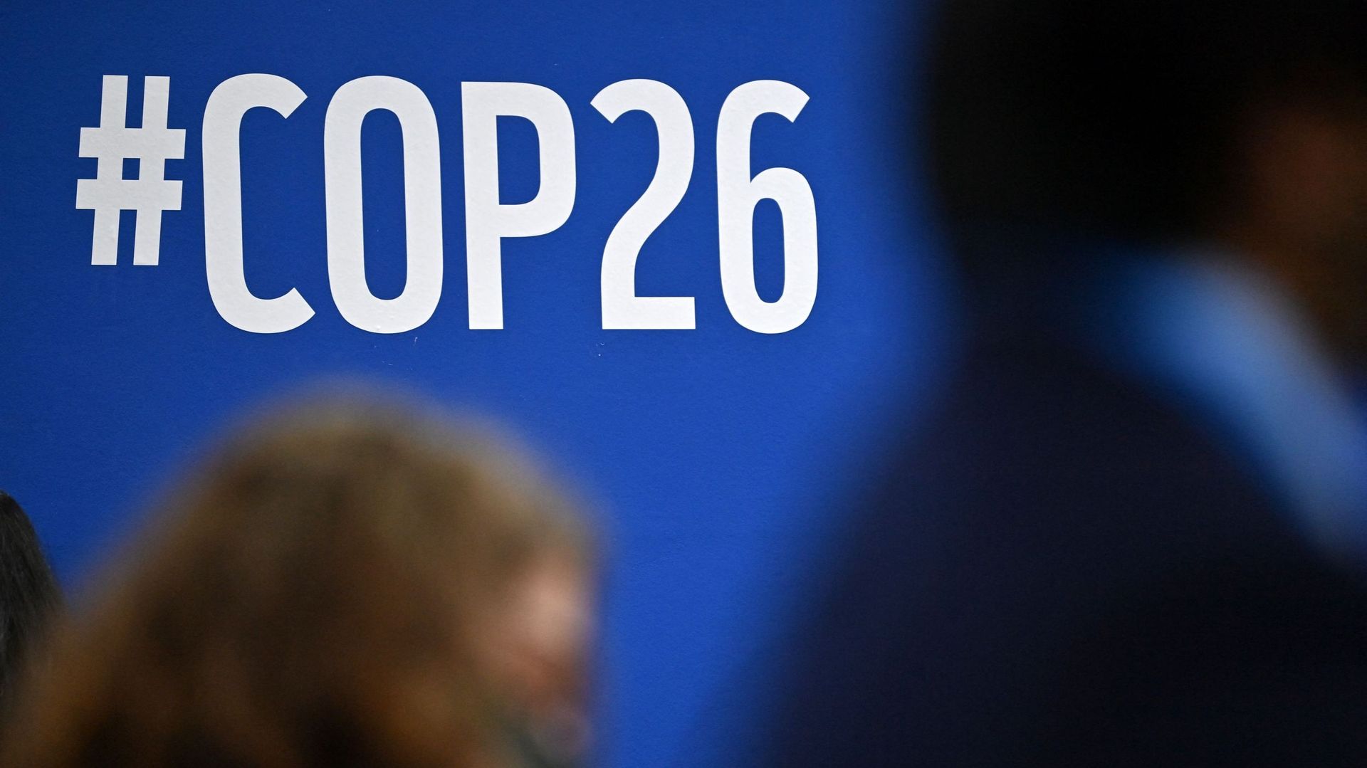 Un symbole COP26 photographié lors de la conférence mondiale pour le climat, à Glasgow, le 9 novembre 2021.