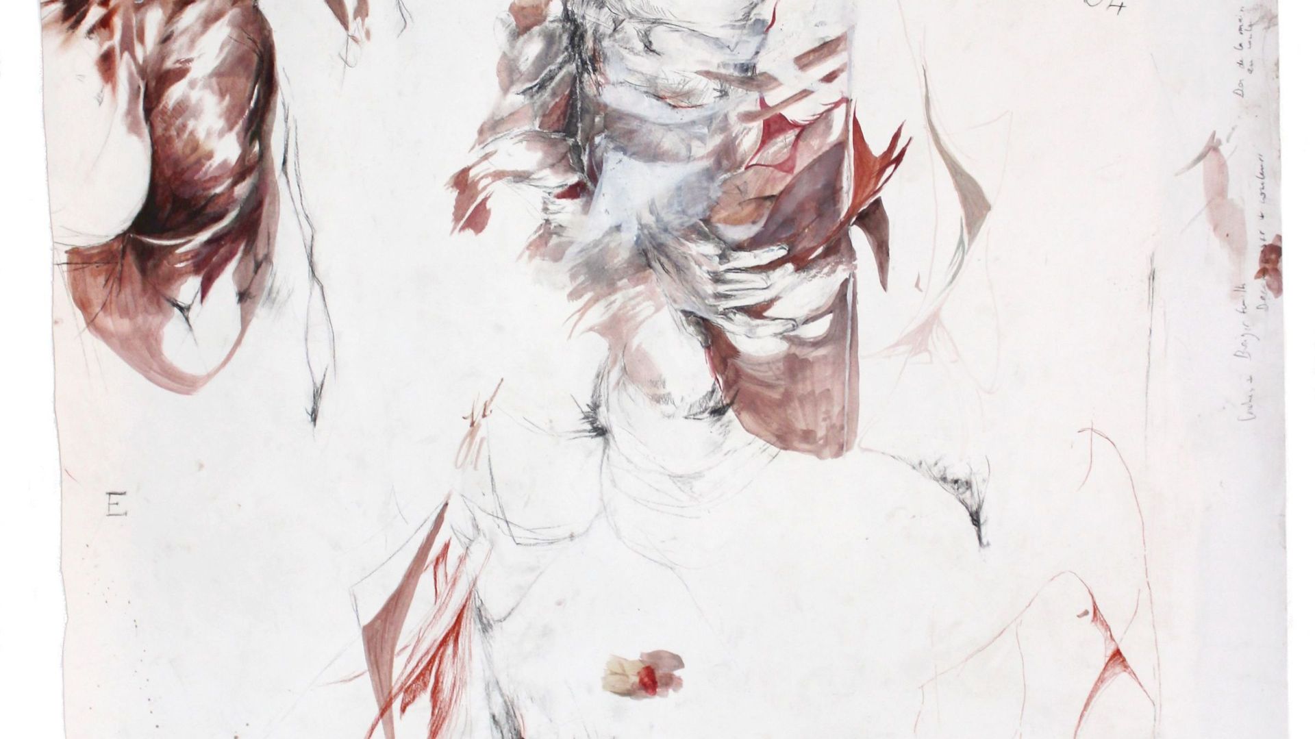 Peinture à l’huile, fusain et sanguine sur papier (env. 130cm x 105cm)