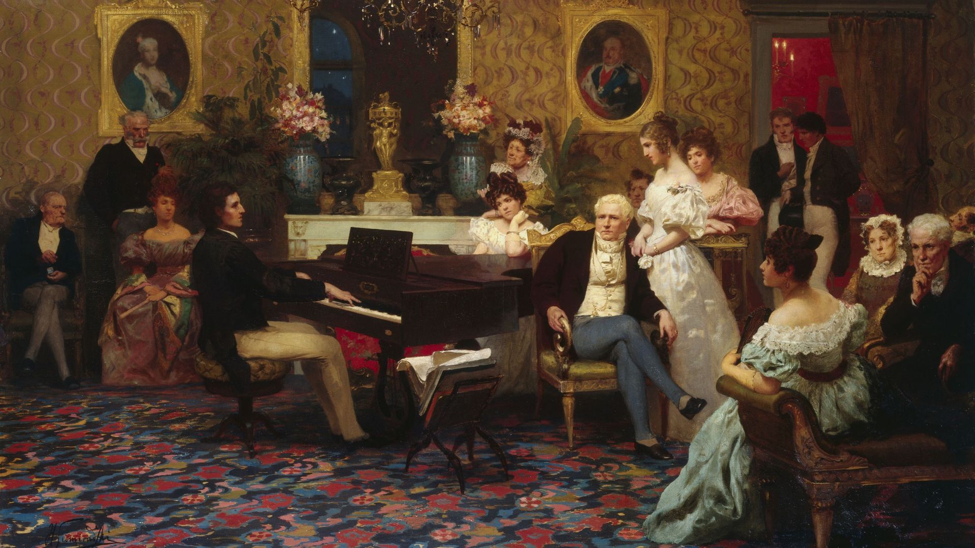 Chopin jouant dans le salon du Prince Radziville à Berlin en 1829, peinture de Henryk Siemiradzki