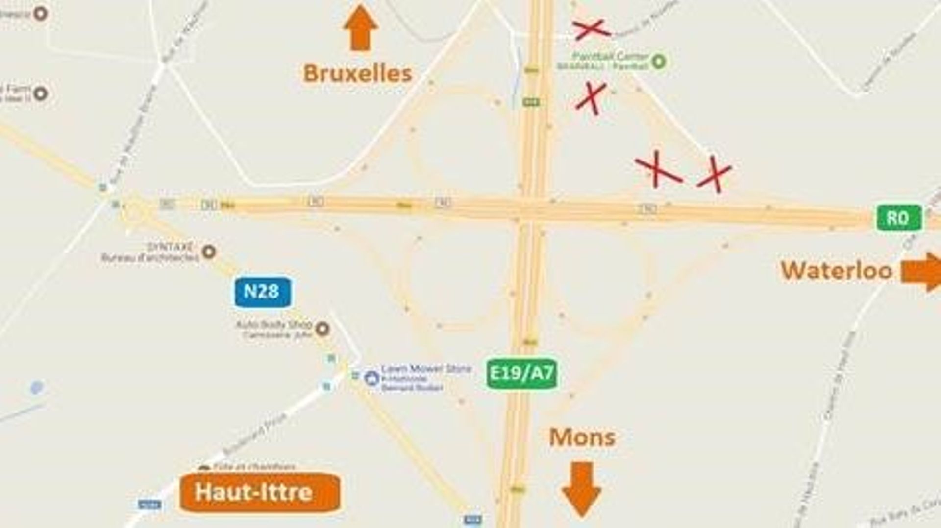 E19 Fermeture de 2 bretelles de l'échangeur de HautIttre rtbf.be