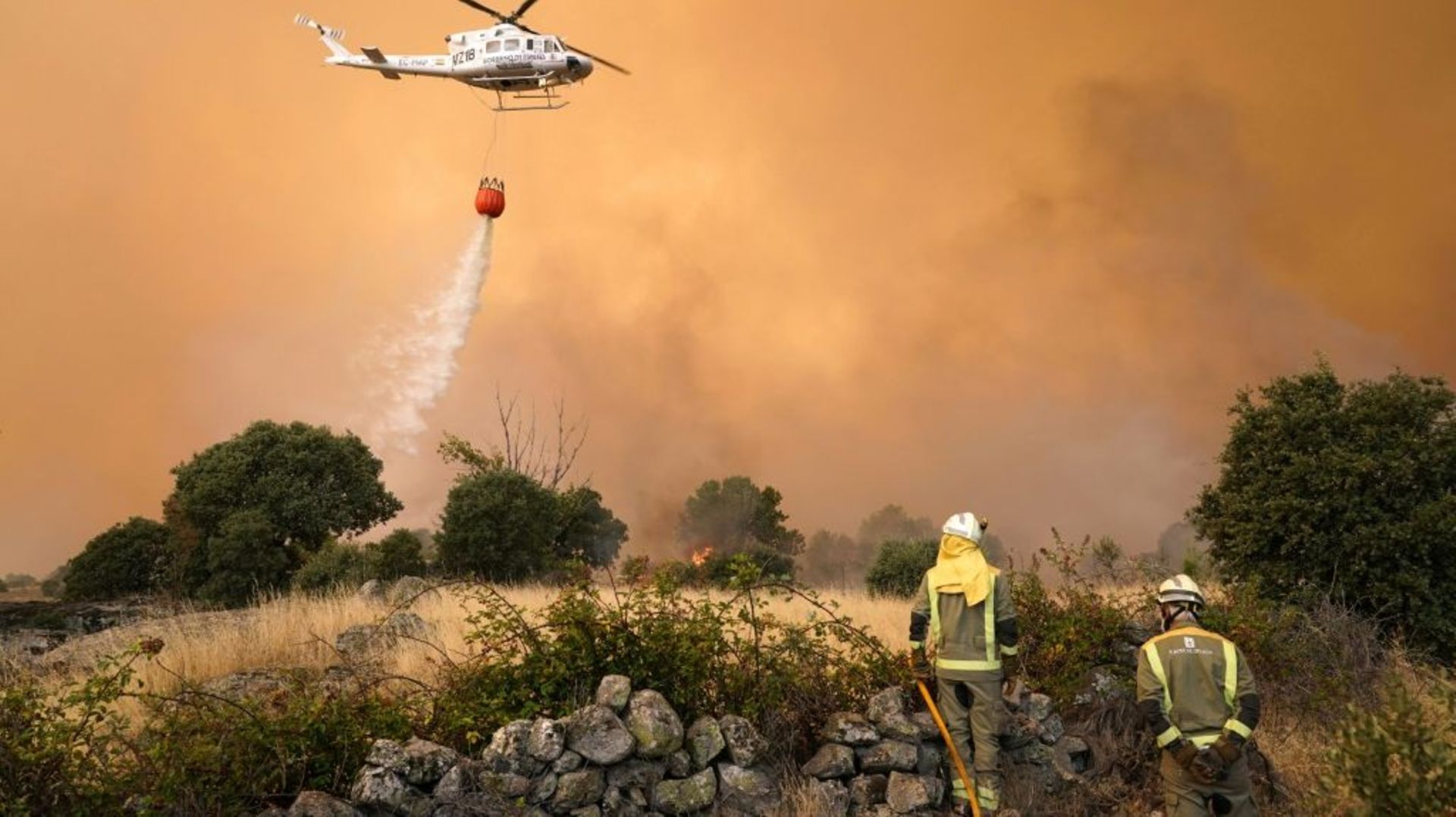 Incendie de forêt à Navalmoral de la Sierra, dans le centre de l’Espagne, le 16 août 2021