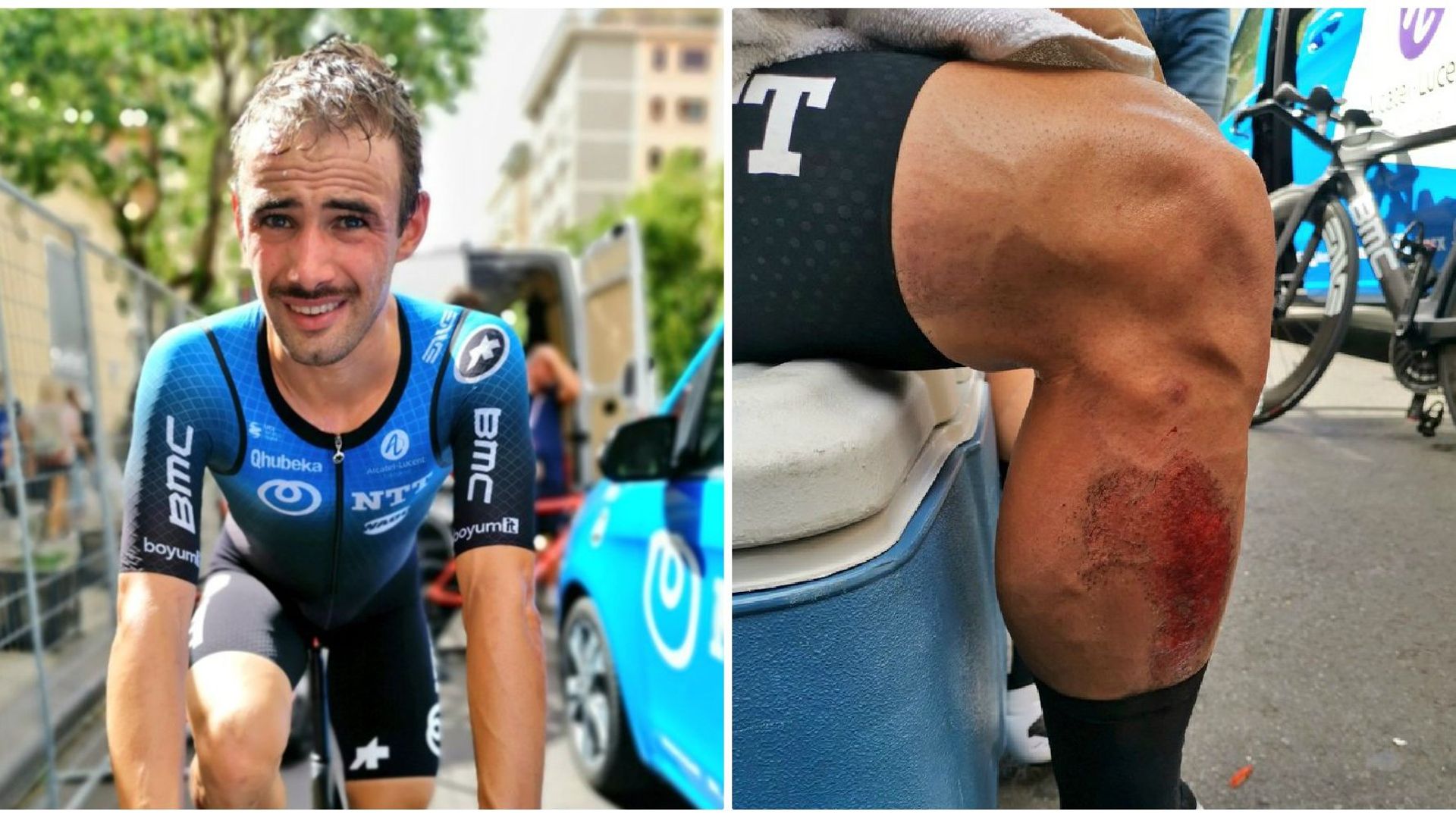 Victor Campenaerts après sa chute au Giro