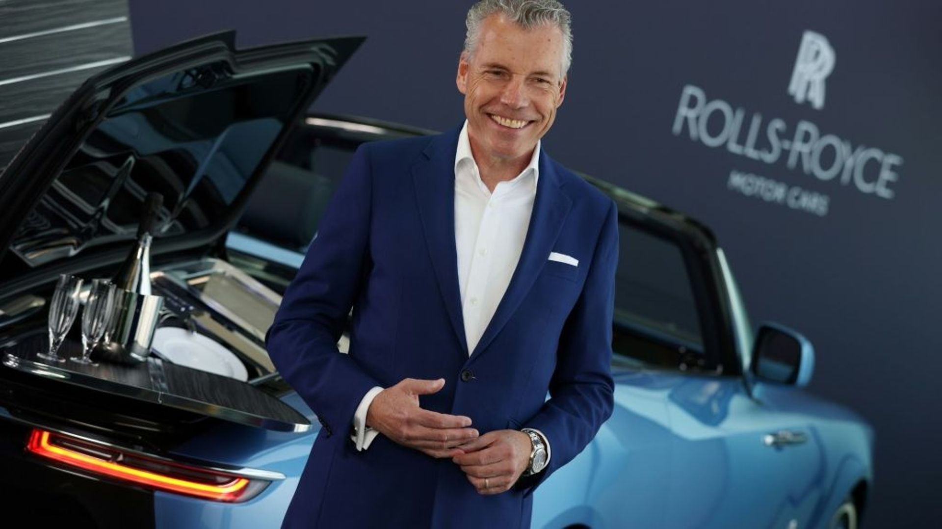 Le PDG de Rolls-Royce Torsten Muller-Otvos à Chichester dans le sud-ouest de l’Angleterre le 27 mai 2021