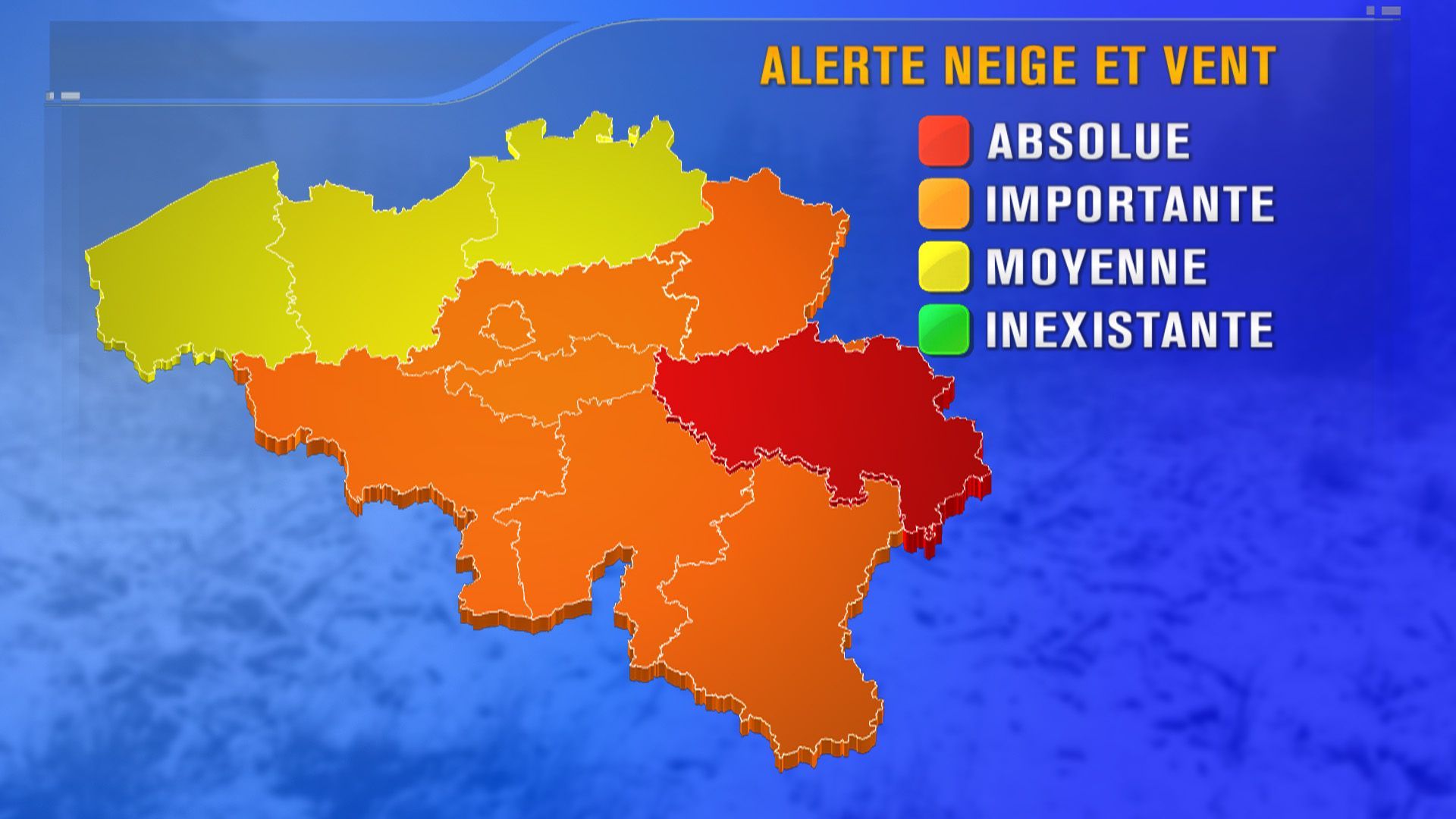 Neige et vent: alerte orange à la mer et alerte rouge sur la province de Liège